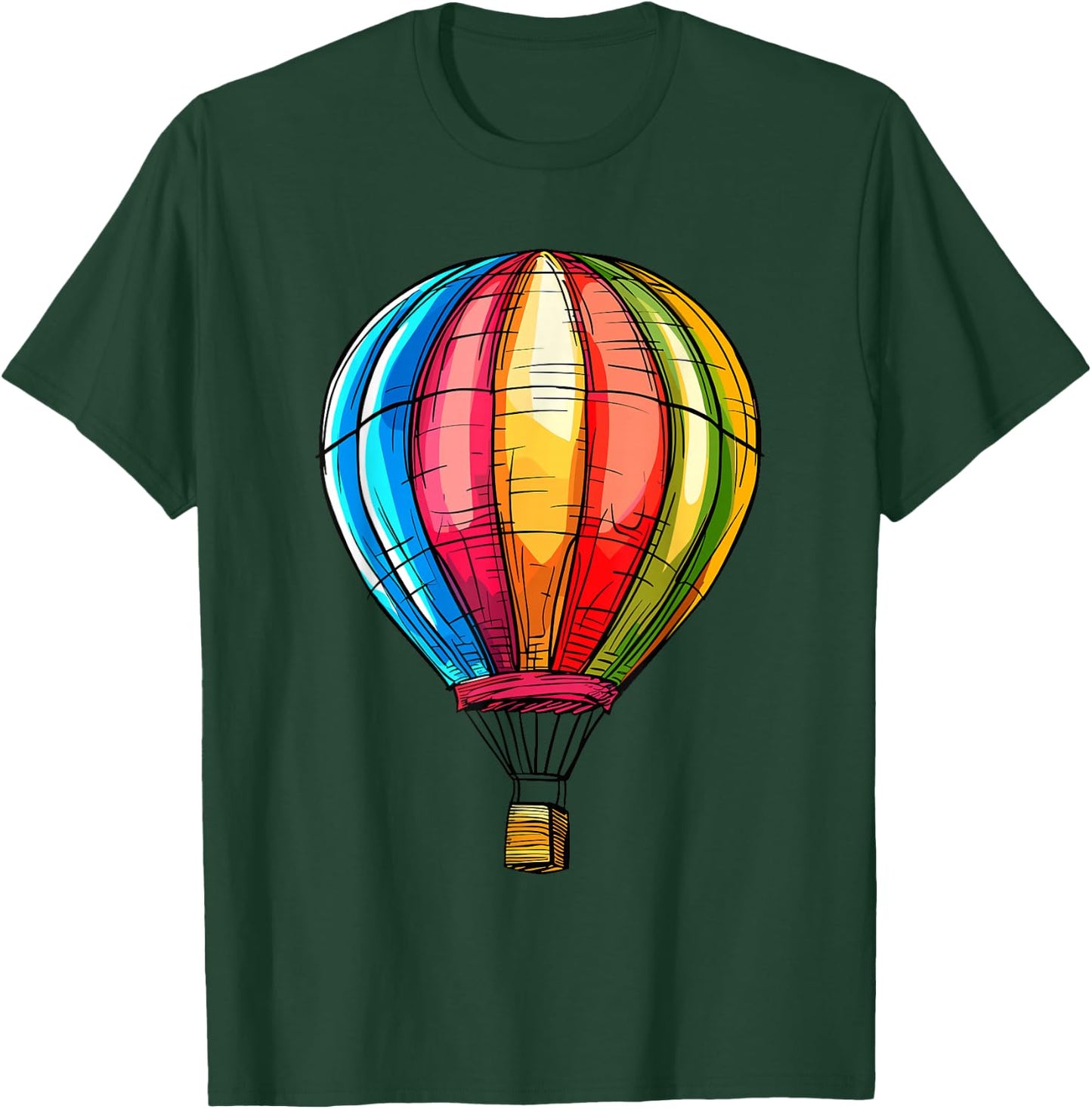 Hot Air Balloon , black T-Shirt - T-Shirt | Forest