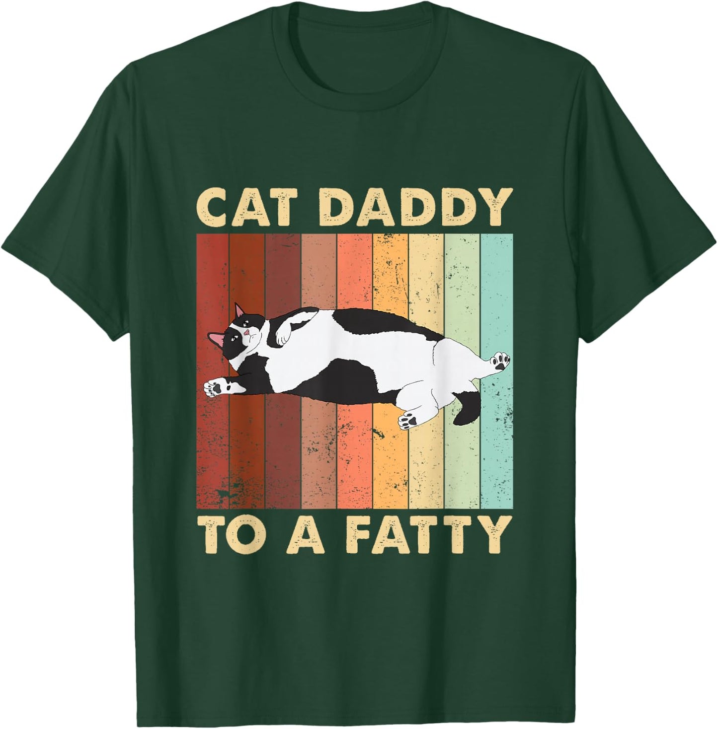 Kitty Lover Cat Gifts For Cat Lover Retro Fat Chonk Dad Funny Cat Daddy To A Fatty , Small T-Shirt - T-Shirt | Forest