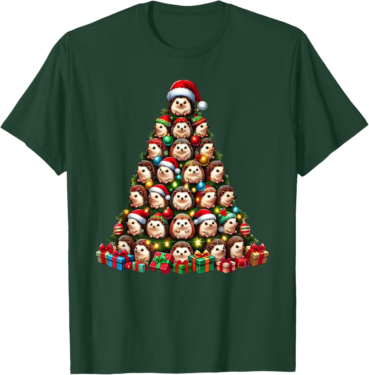 Hedgehog Christmas Tree Funny Hedgehog Xmas T-Shirt - T-Shirt | Forest