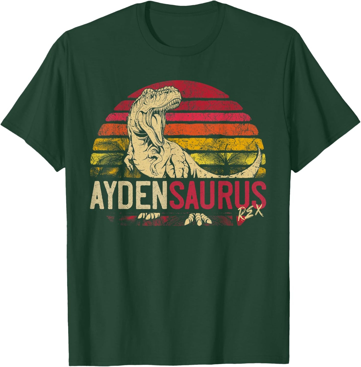 Ayden Saurus Funny Personalized Dinosaur T Rex Name Boy Gift T-Shirt - T-Shirt | Forest