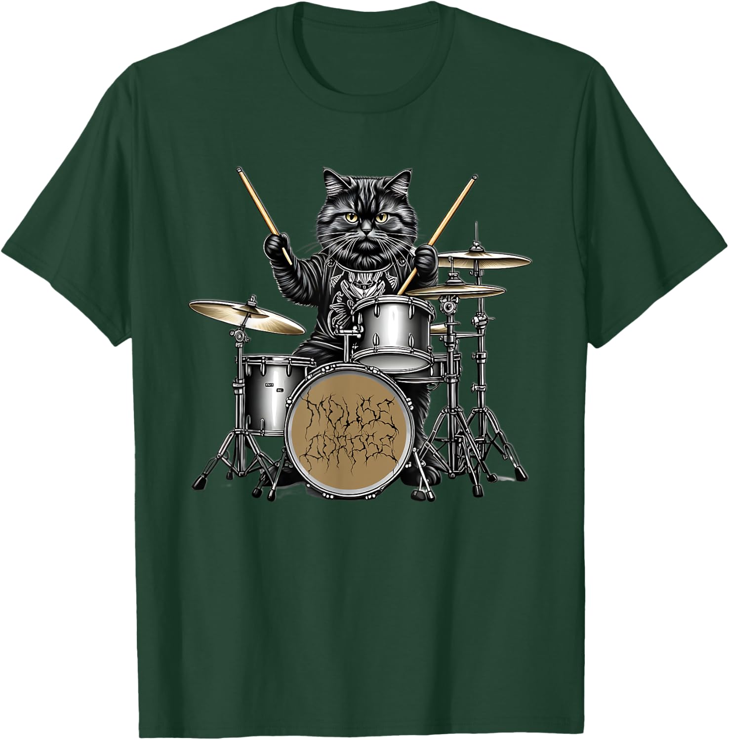 Heavy Metal Cats and Death Metal Metalhead Drummer Guitar T-Shirt - T-Shirt | Forest