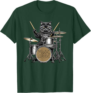 Heavy Metal Cats and Death Metal Metalhead Drummer Guitar T-Shirt - T-Shirt | Forest