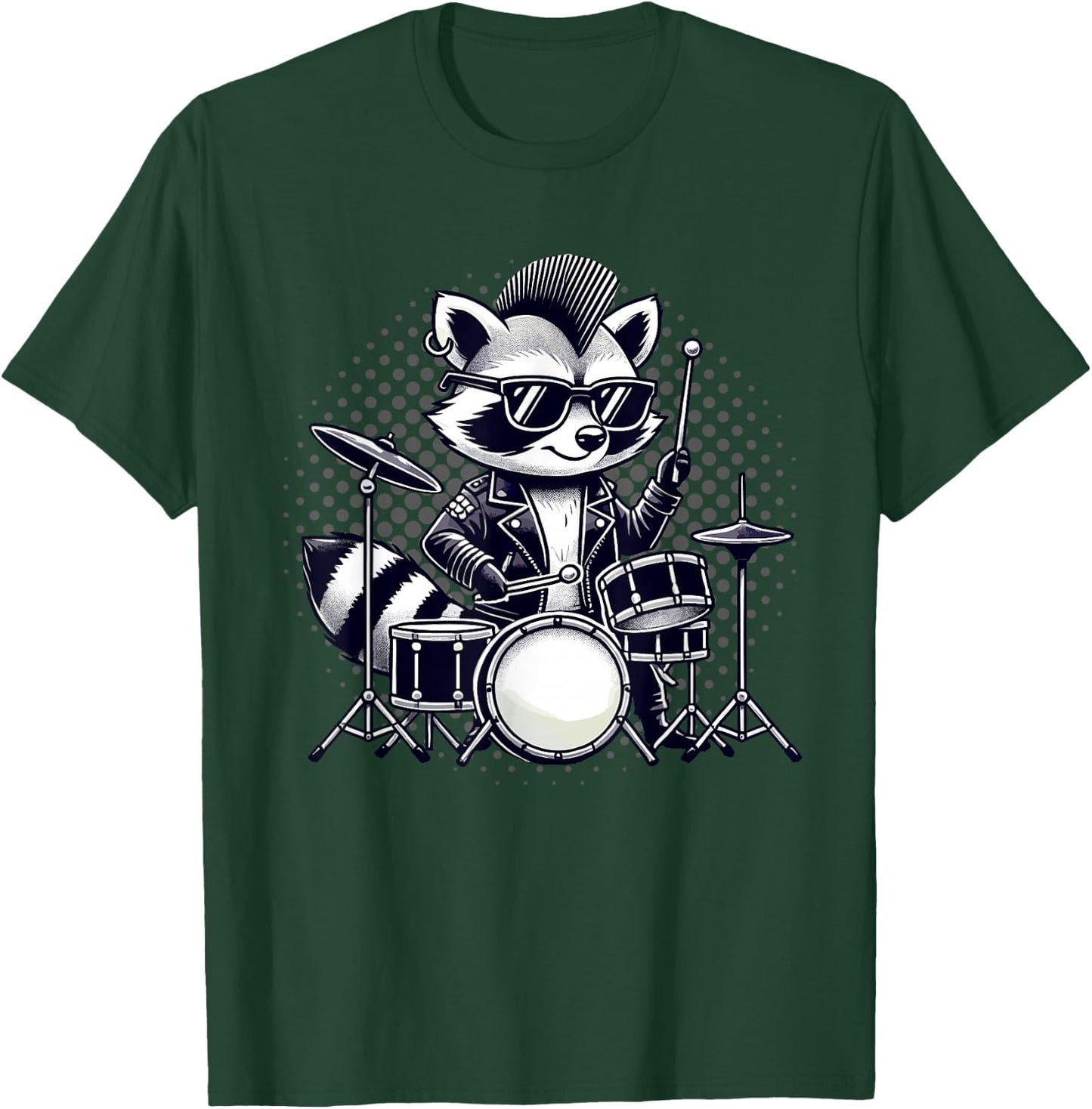 Drummer & Drums | Musician, Music | Boys, Funny Raccoon , Black, S T-Shirt - T-Shirt | Forest