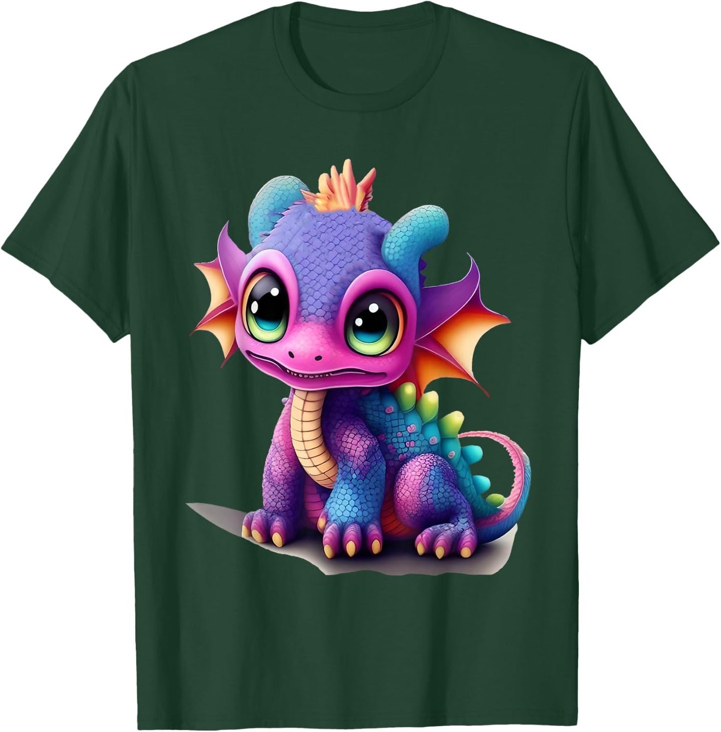 Girls Boys Dragon Dino Children's Colourful Rainbow Colourful Fashion , black T-Shirt - T-Shirt | Forest