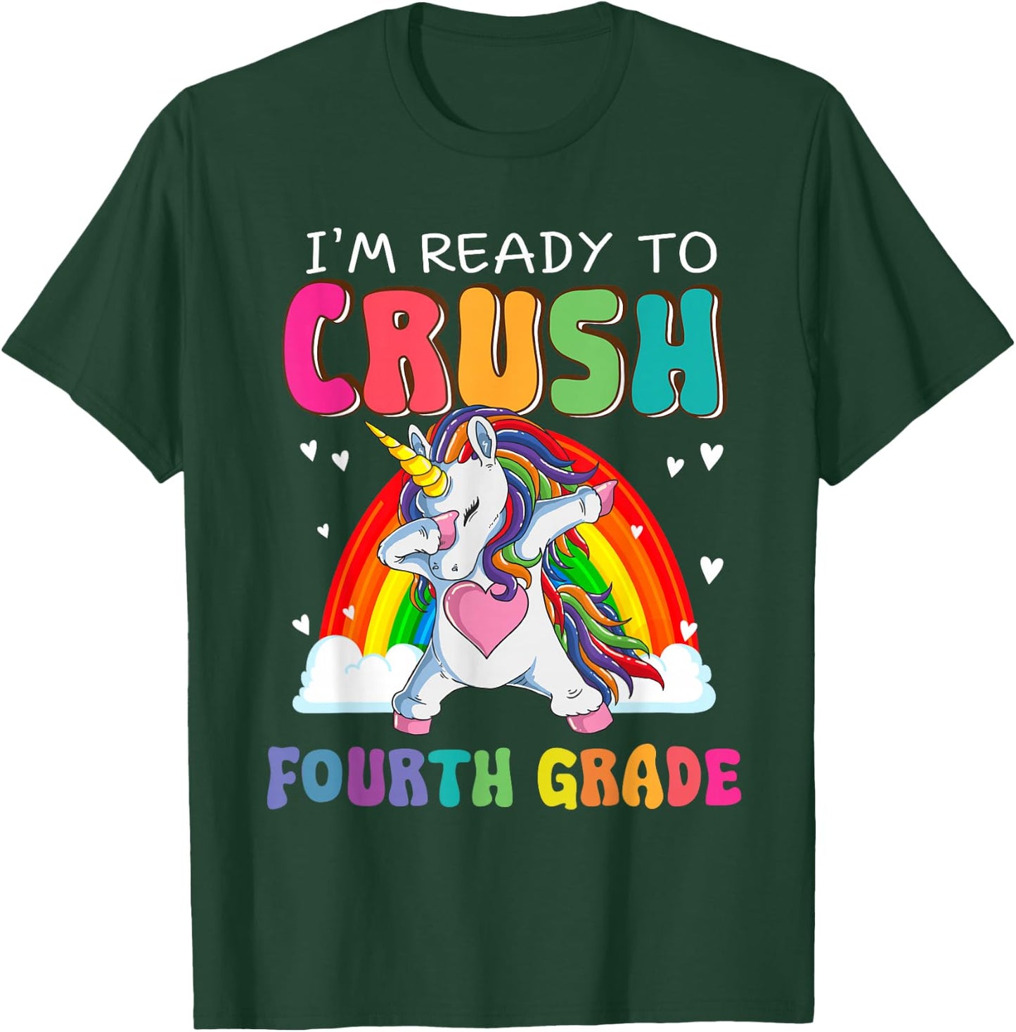 Crush Fourth Grade Dabbing Unicorn First Day Of School Girls T-Shirt - T-Shirt | Forest