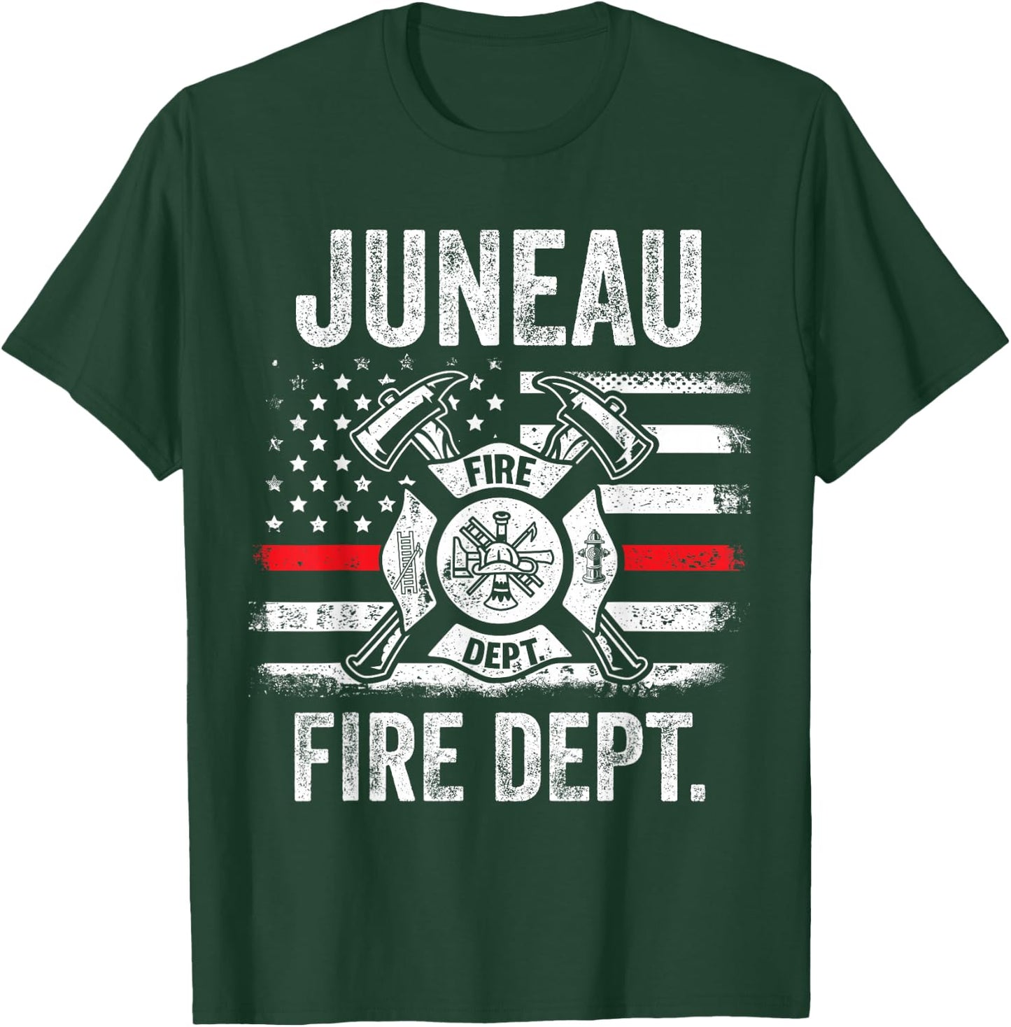 Juneau Alaska Fire Department Thin Red Line Fireman T-Shirt - T-Shirt | Forest