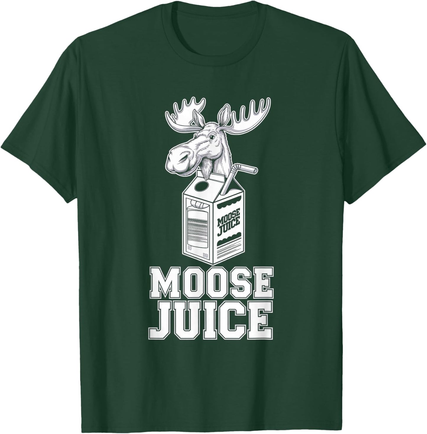 Funny Moose Drinking Moose Juice Cartoon T-Shirt - T-Shirt | Forest