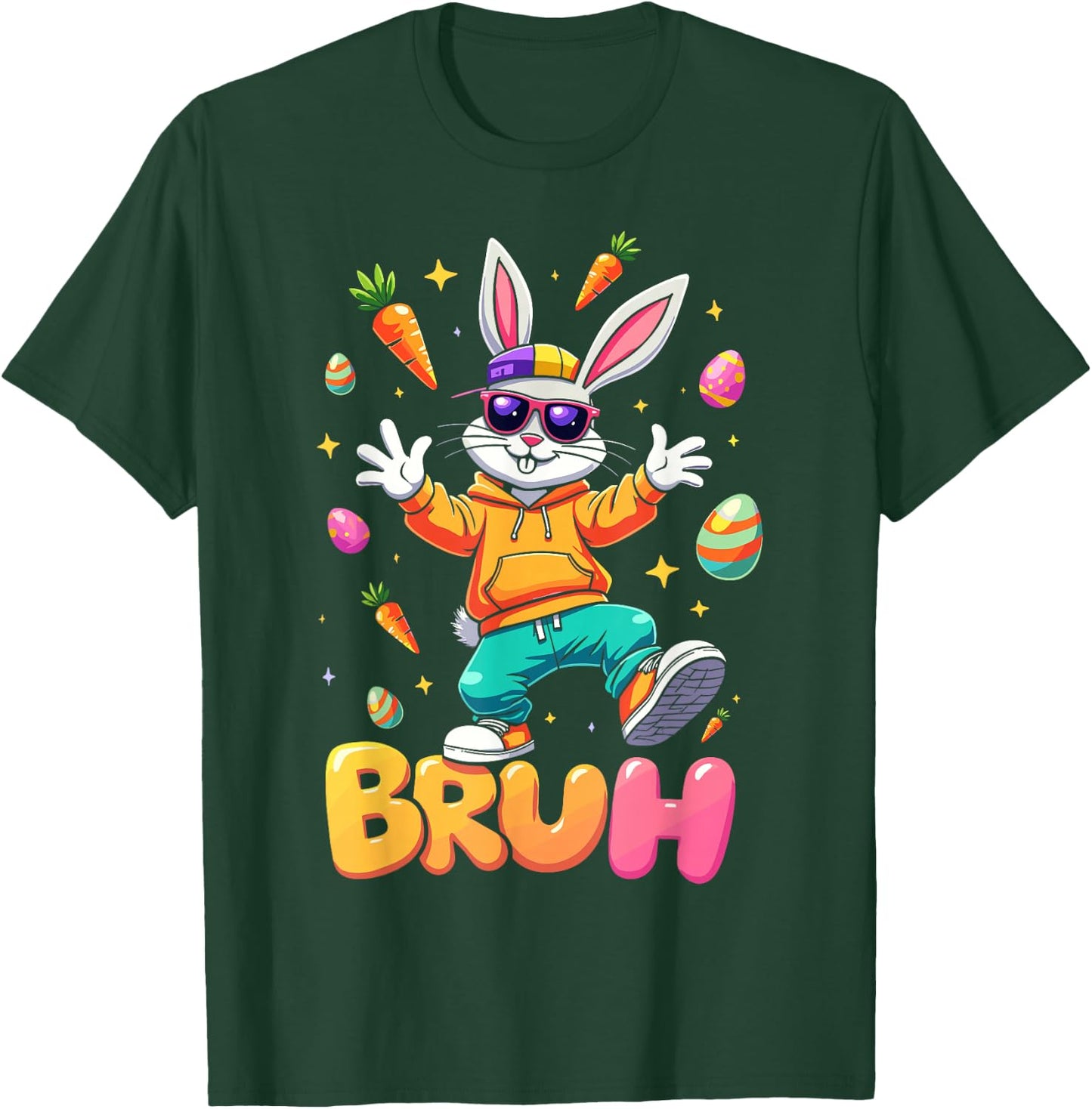Bruh Easter Bunny Cool Dabbing Outfit Men Kids Toddler Boys T-Shirt - T-Shirt | Forest