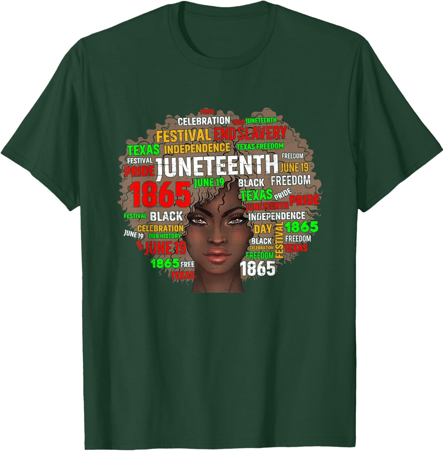 Black Juneteenth 1865 Freedom African Afro June 19th T-Shirt - T-Shirt | Forest