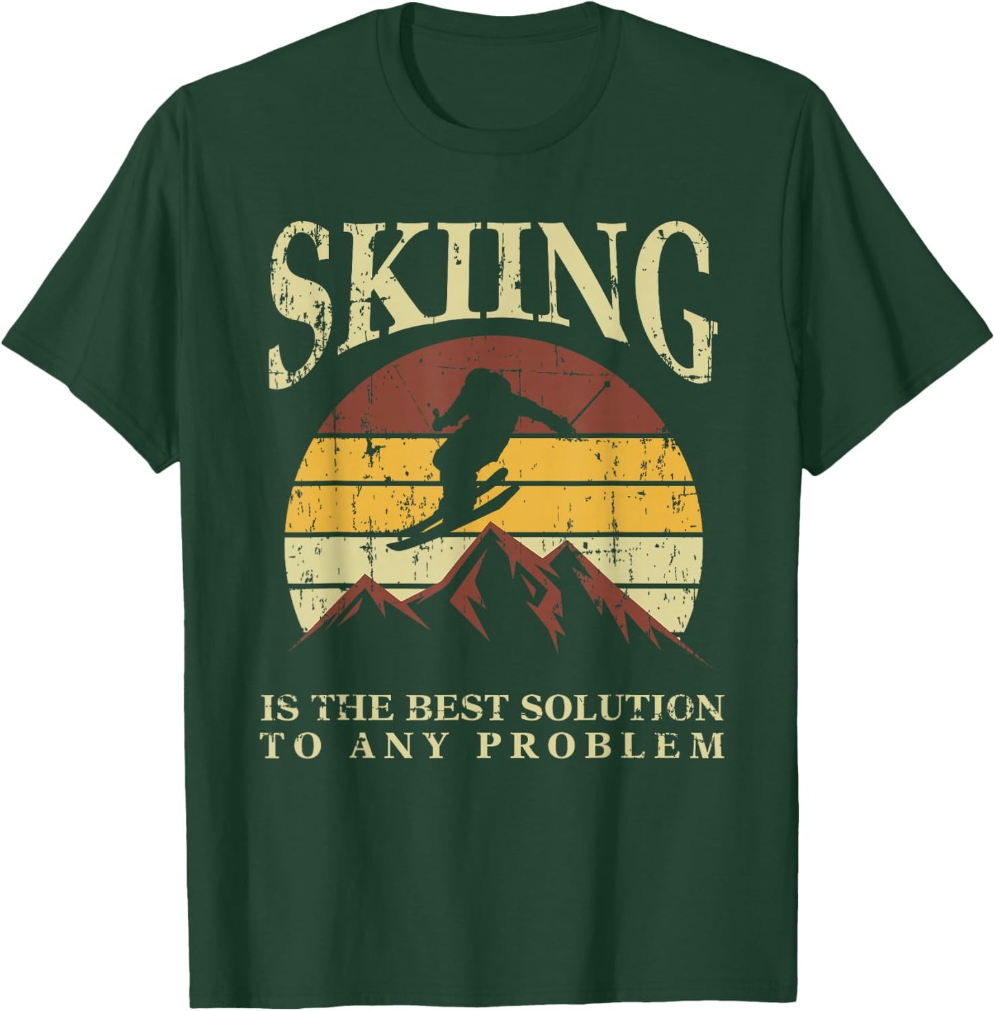 Funny Skiing Ski Skiier Winter Sports Enthusiast Gag Outfit T-Shirt - T-Shirt | Forest