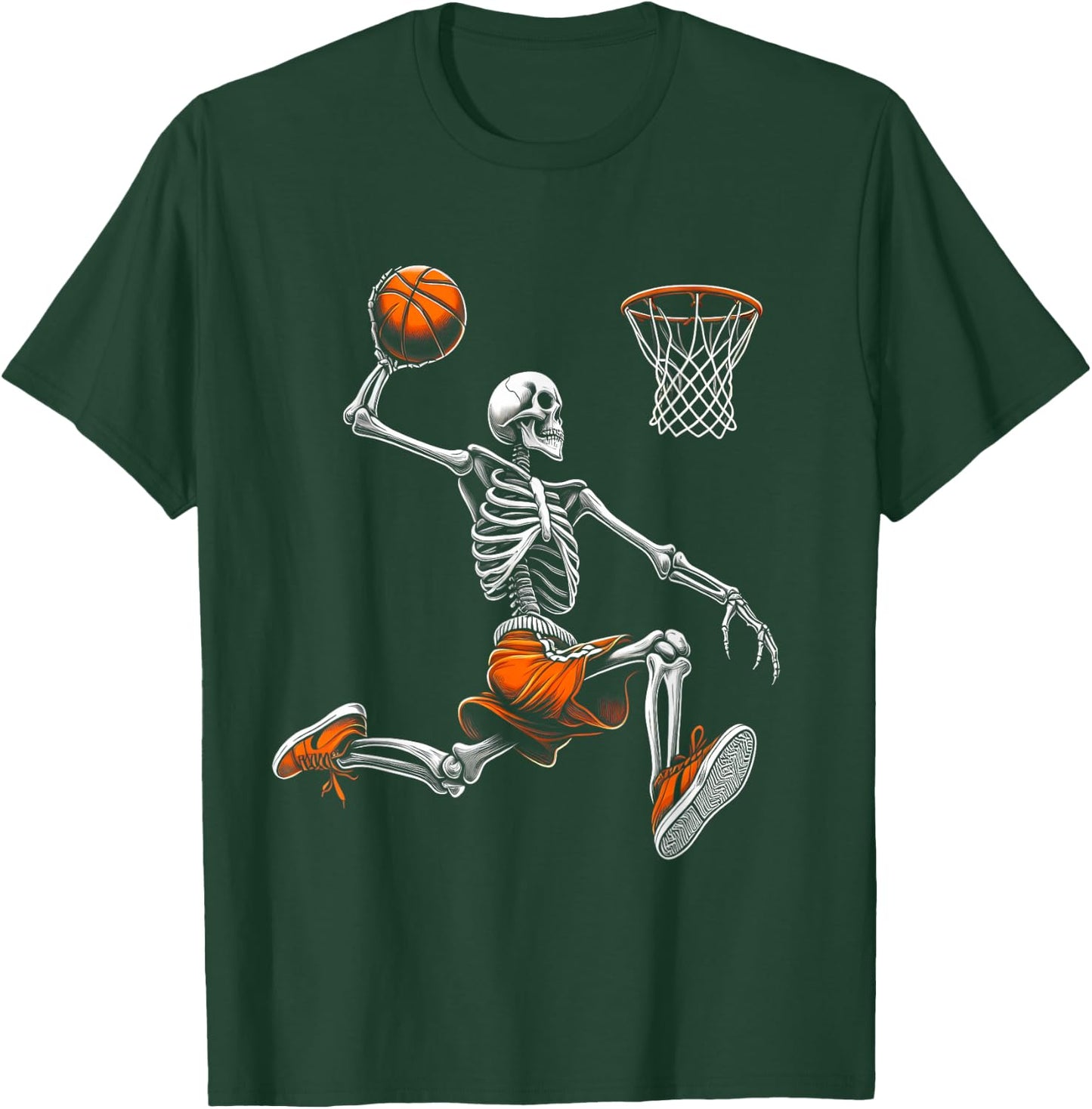Skeleton Dunking Basketball Funny Sports Lover T-Shirt - T-Shirt | Forest