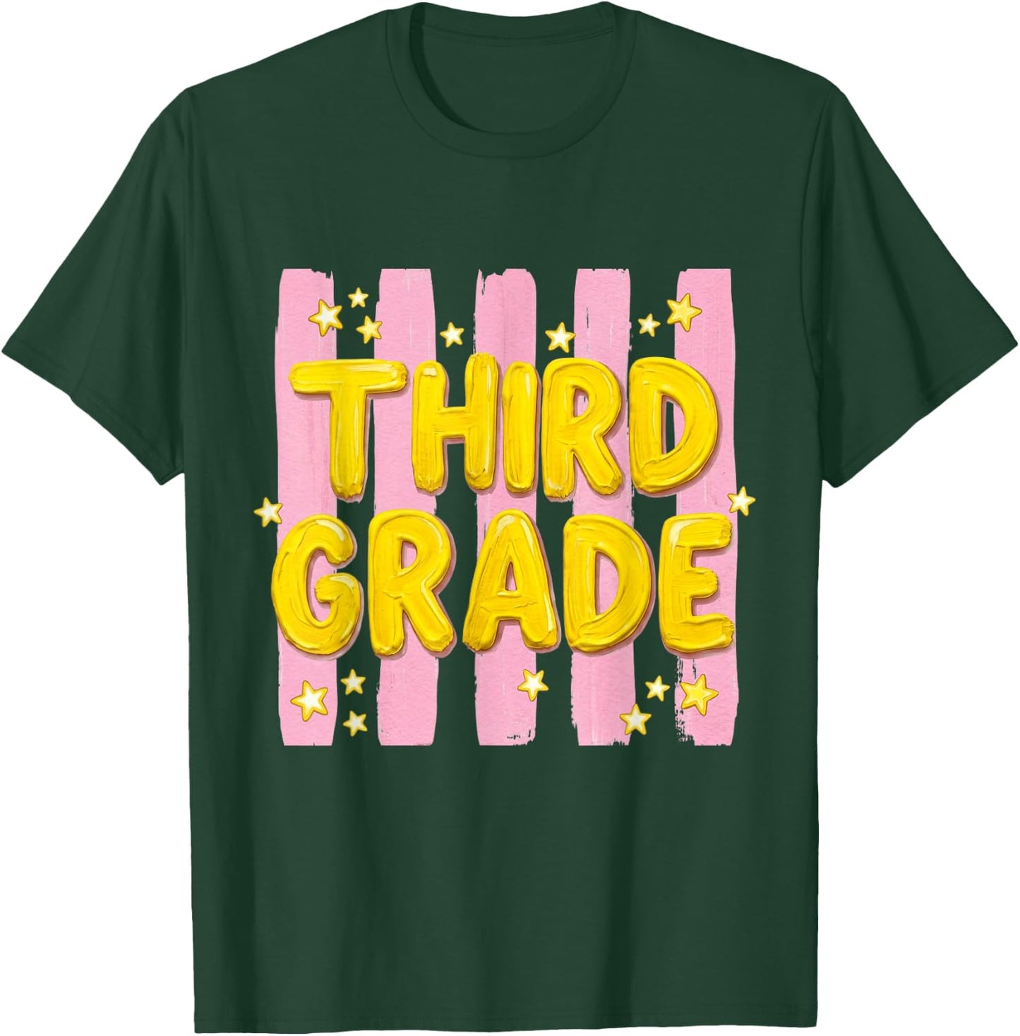 Striped Third Grade Teacher Student First Day of 3rd Grade T-Shirt - T-Shirt | Forest