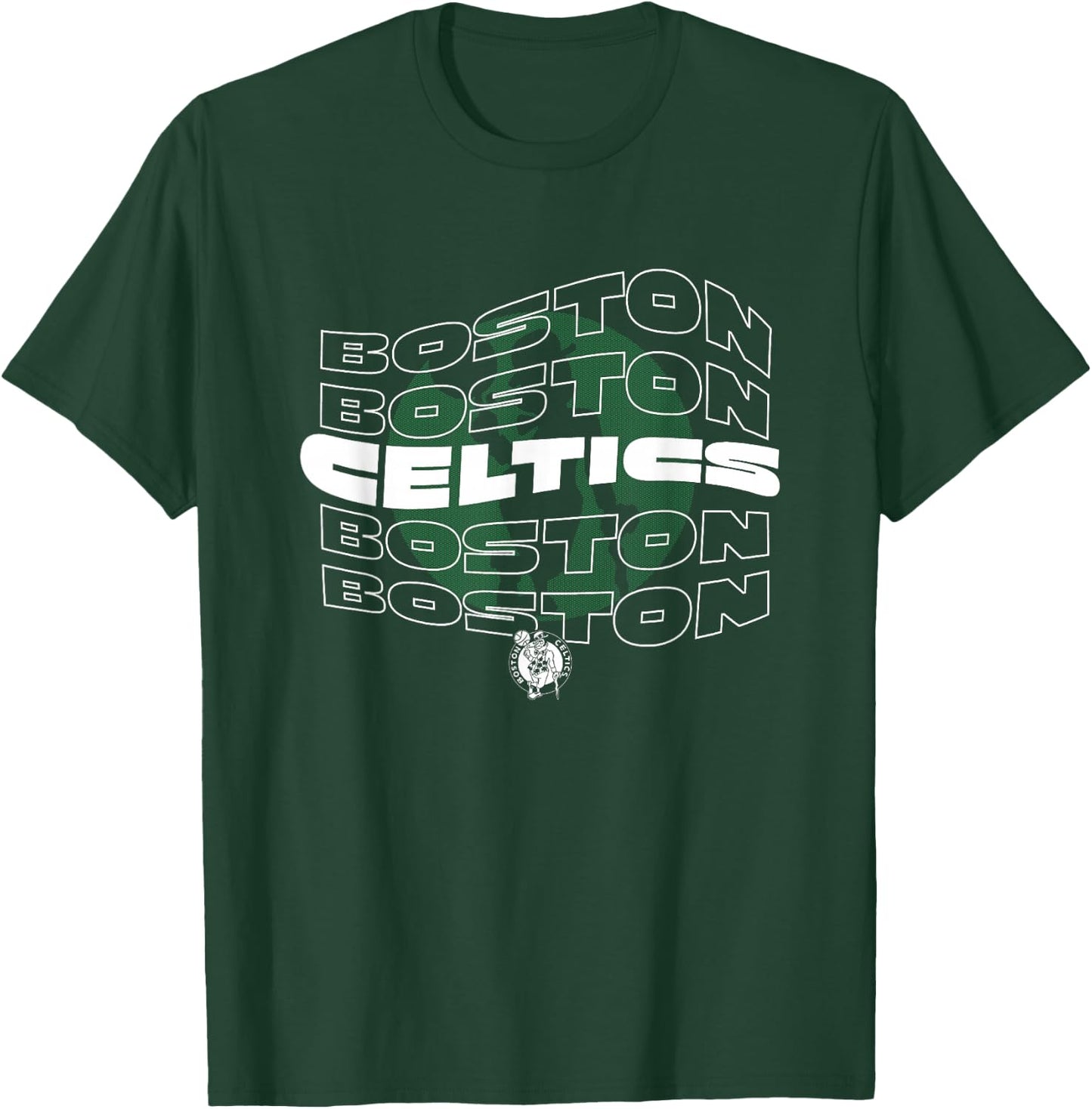 NBA Boston Celtics Wave Outline Logo Stack T-Shirt - T-Shirt | Forest