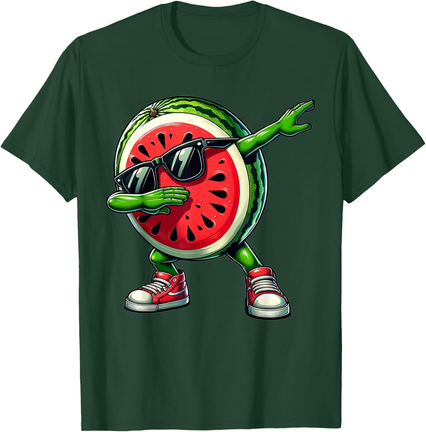 Dabbing Watermelon Funny Melons with Fruit Motif , black T-Shirt - T-Shirt | Forest