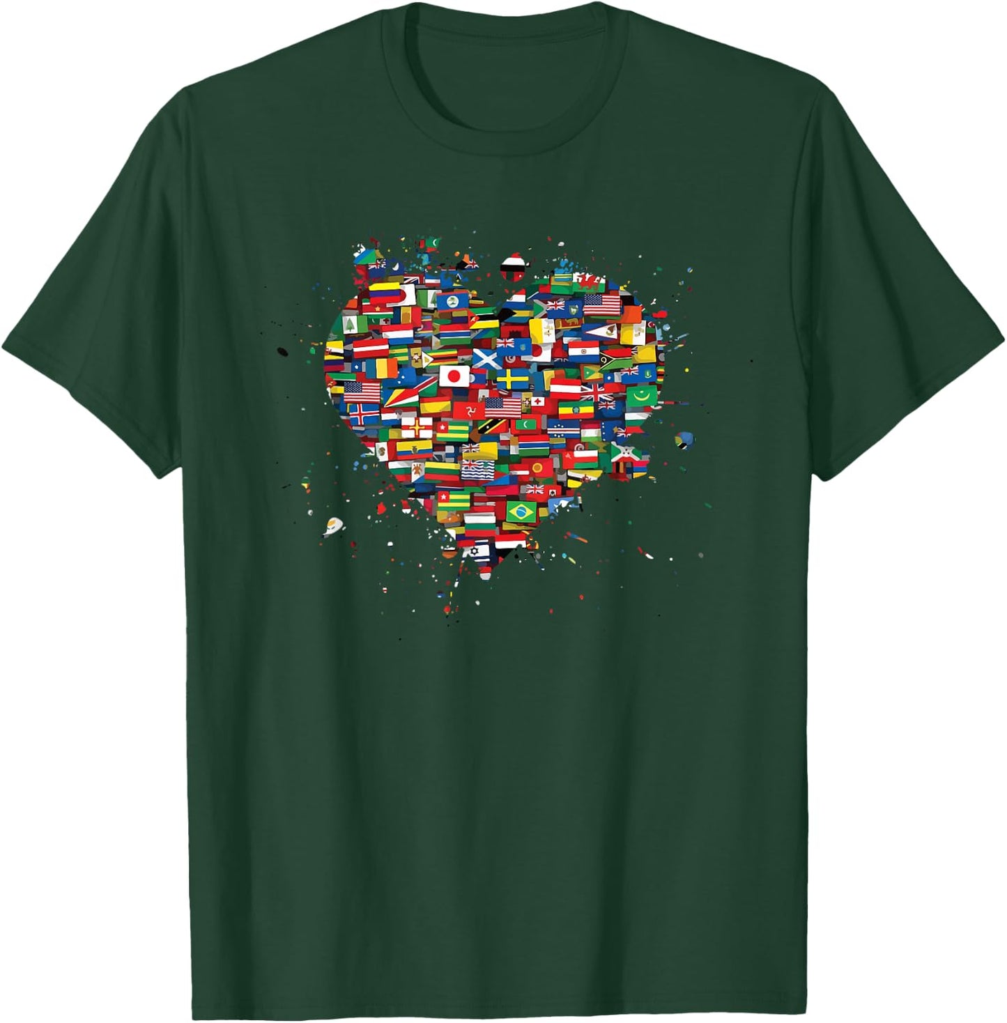 Flags of The Countries of The World International Heart T-Shirt - T-Shirt | Forest