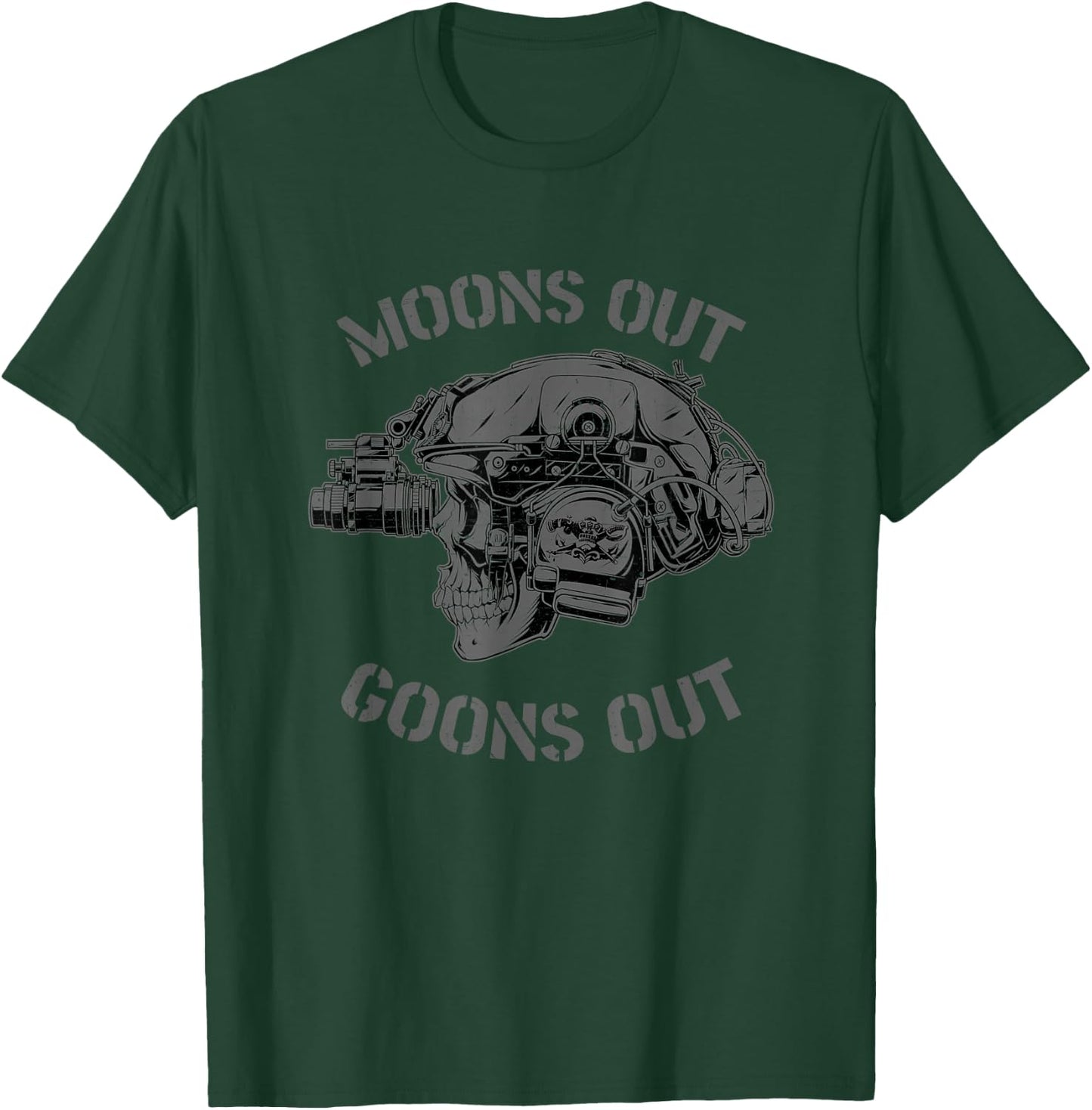 Goons Out Moons Out Skull Helmet NVGs NSW SWCC DBG Pin T-Shirt - T-Shirt | Forest