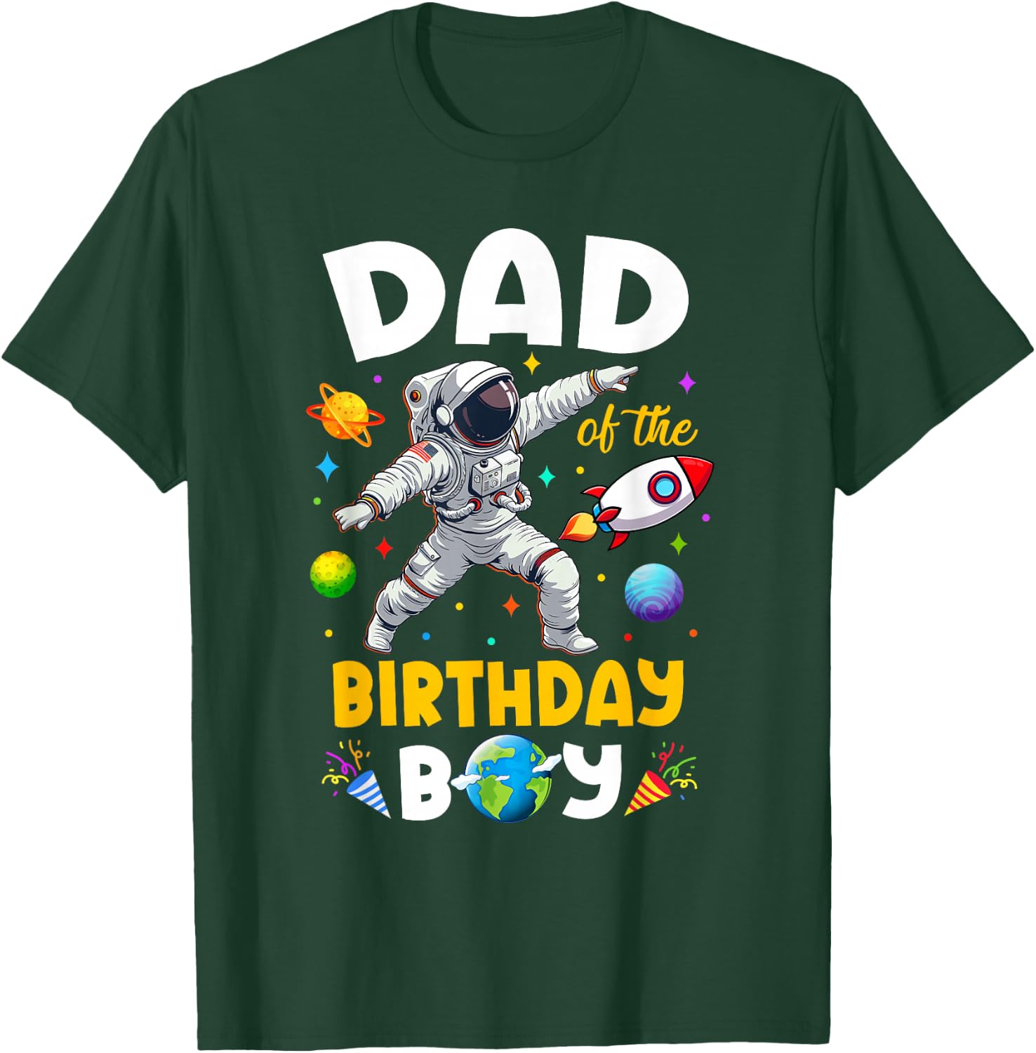 Dad Of The Birthday Boy Astronaut Outer Space Birthday T-Shirt - T-Shirt | Forest