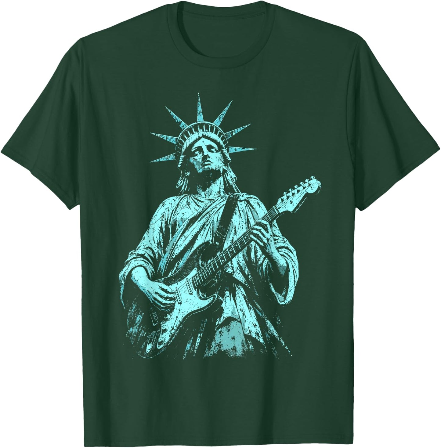 4th of July Statue of Liberty Guitar 1776 2026 T-Shirt - T-Shirt | Forest