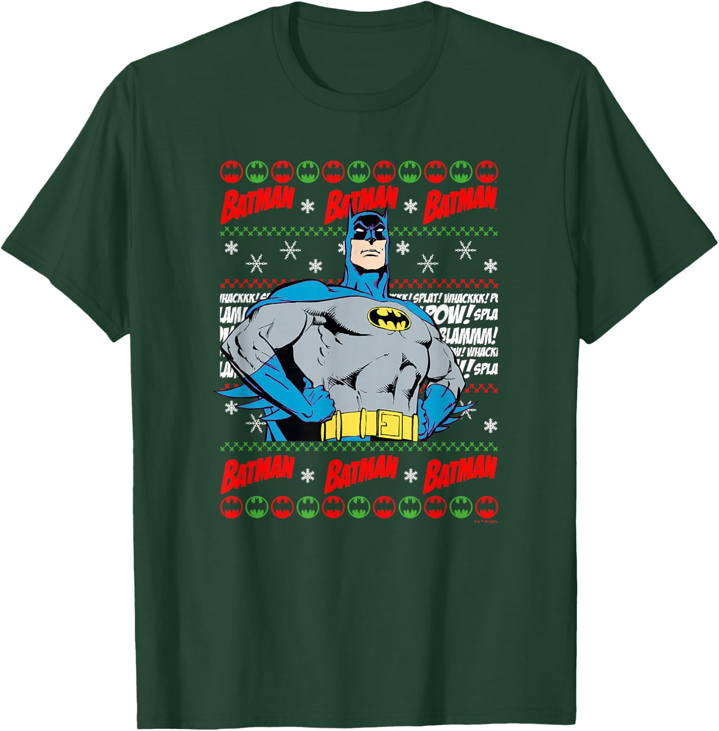 DC Comics Batman Christmas Classic Batman Ugly Sweater T-Shirt - T-Shirt | Forest