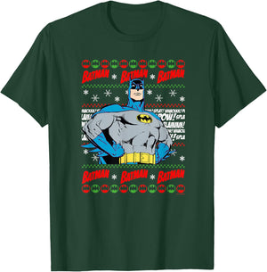 DC Comics Batman Christmas Classic Batman Ugly Sweater T-Shirt - T-Shirt | Forest
