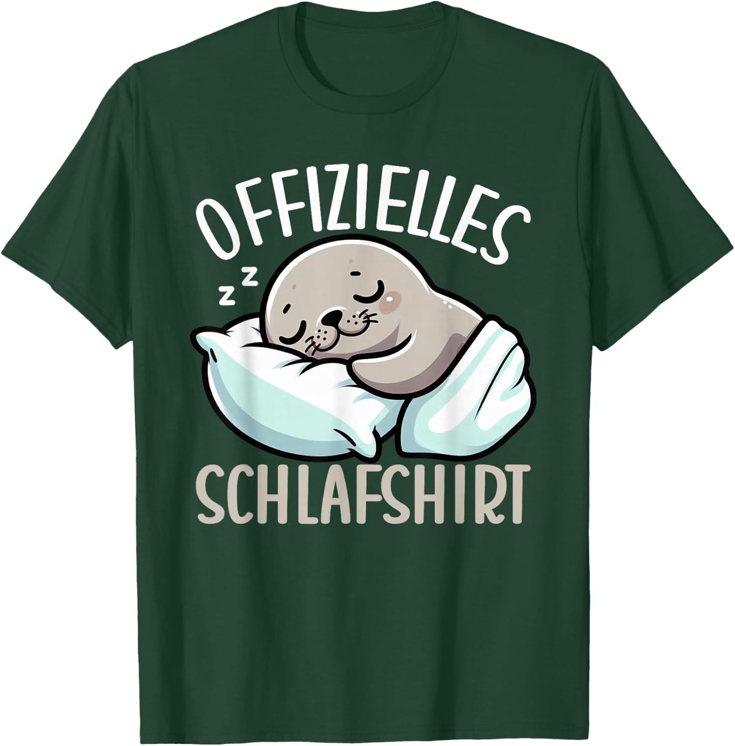 Official Sleep Shirt Seal Late Sleeper Pyjamas Bed , black T-Shirt - T-Shirt | Forest