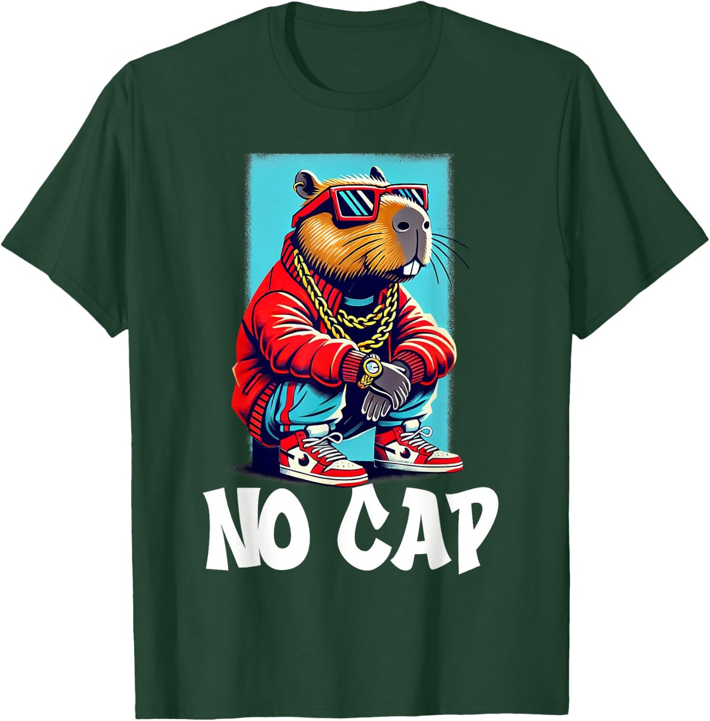 No Cap Capybara Meme Funny Zoomer Hip Hop Humor T-Shirt - T-Shirt | Forest