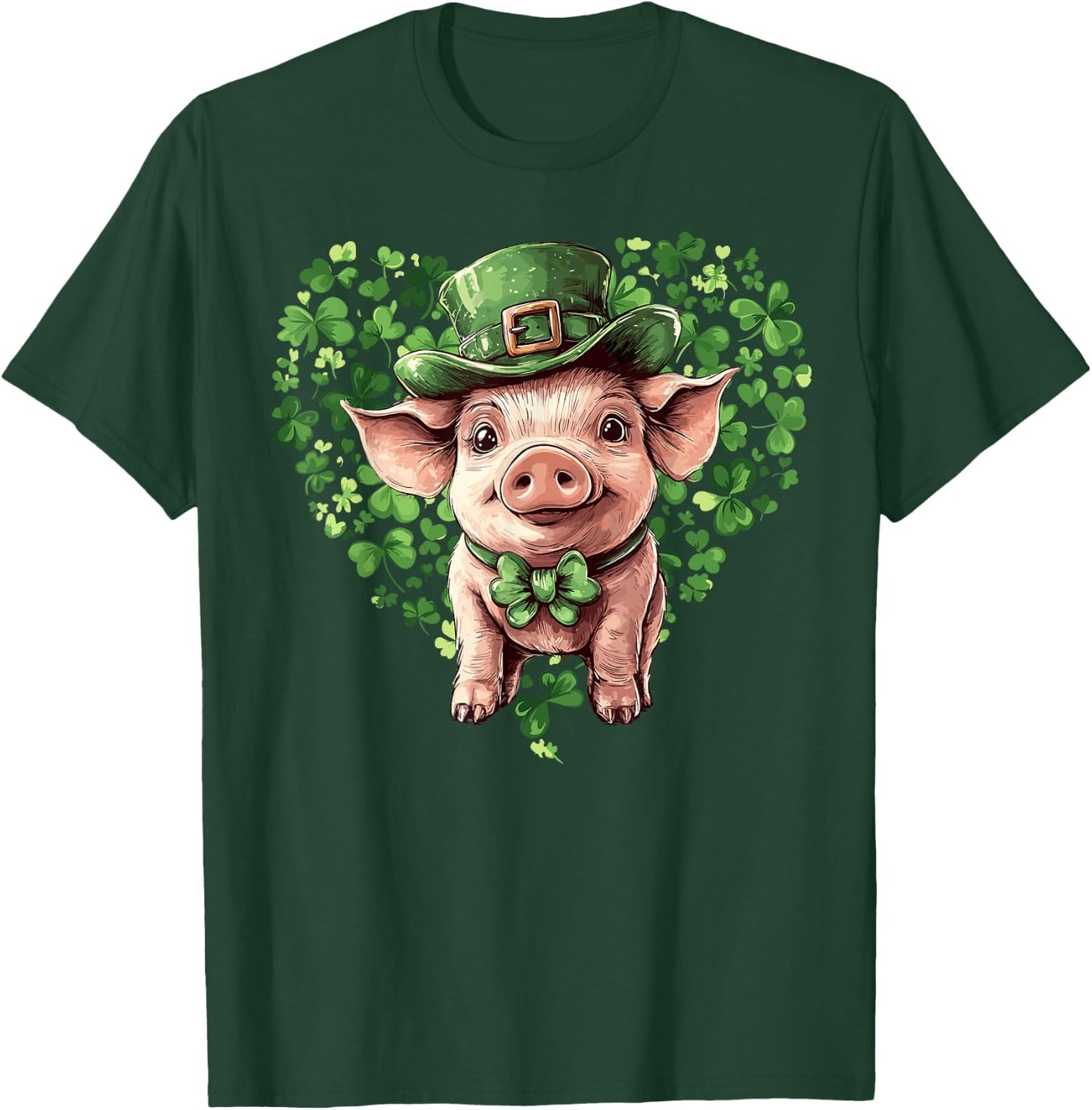 Funny St. Patrick’s Day Pig Lucky Shamrock Irish Farm T-Shirt - T-Shirt | Forest