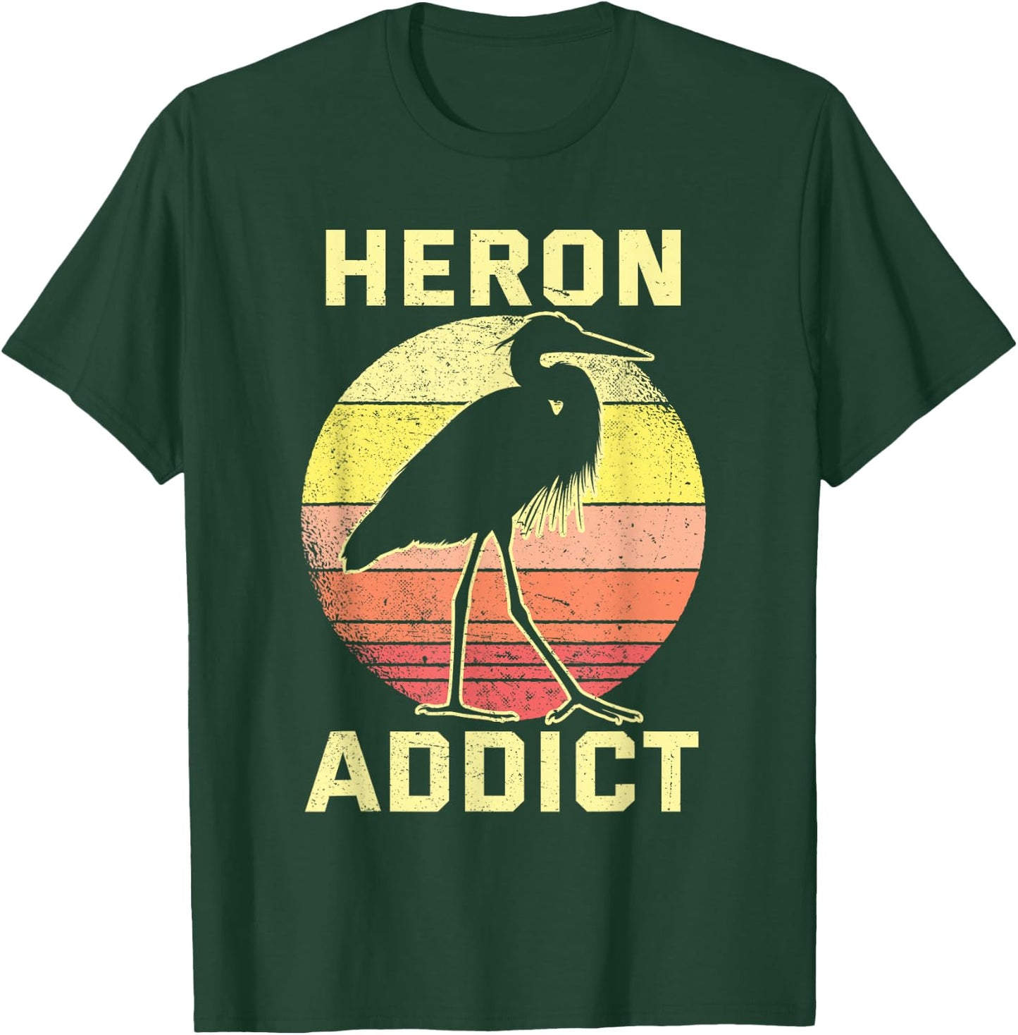 Retro Birding Heron Addict Blue Heron T-Shirt - T-Shirt | Forest