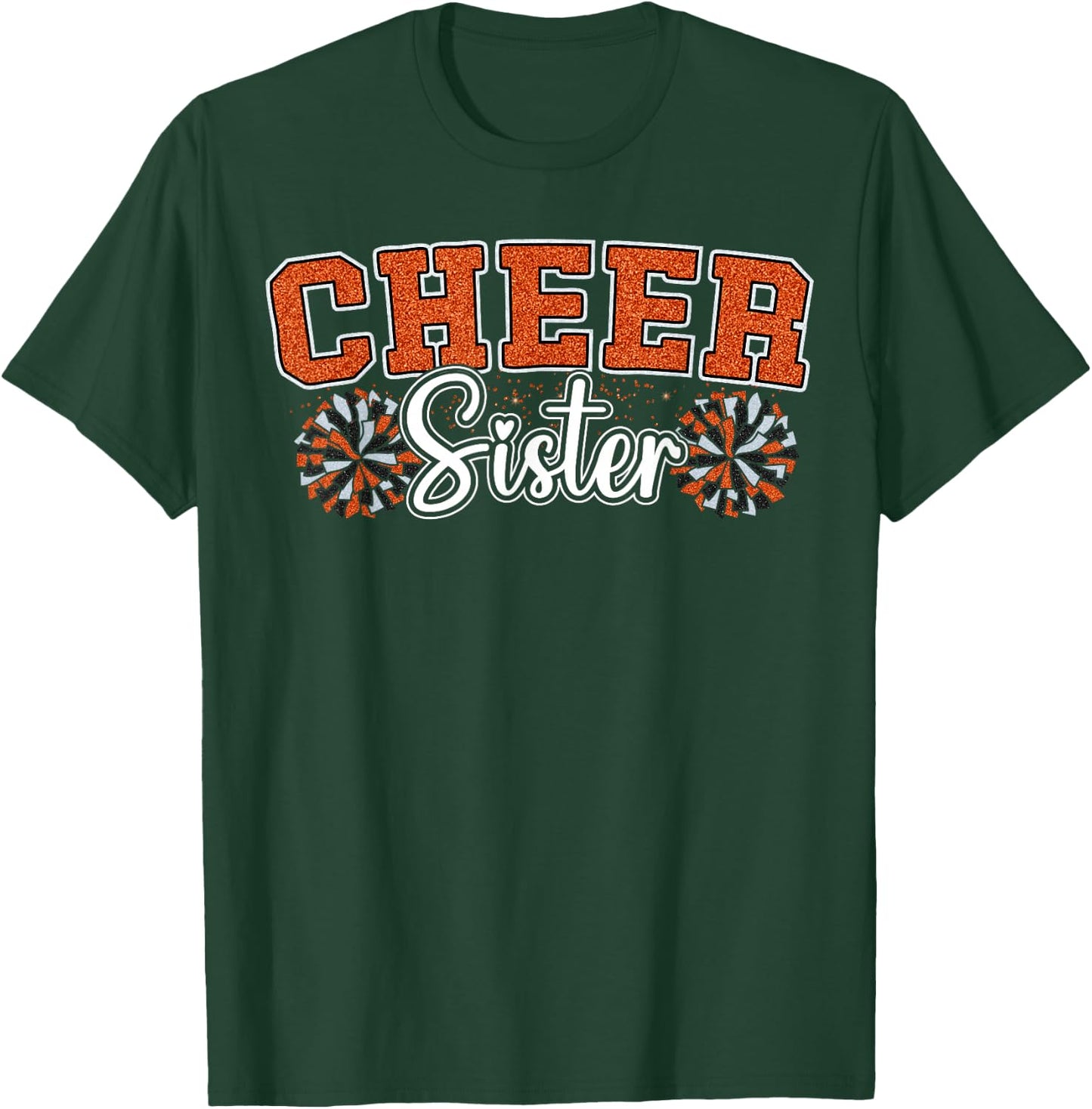 Cheer Sister My Favorite Cheerleader Calls Me Sisters Orange T-Shirt - T-Shirt | Forest