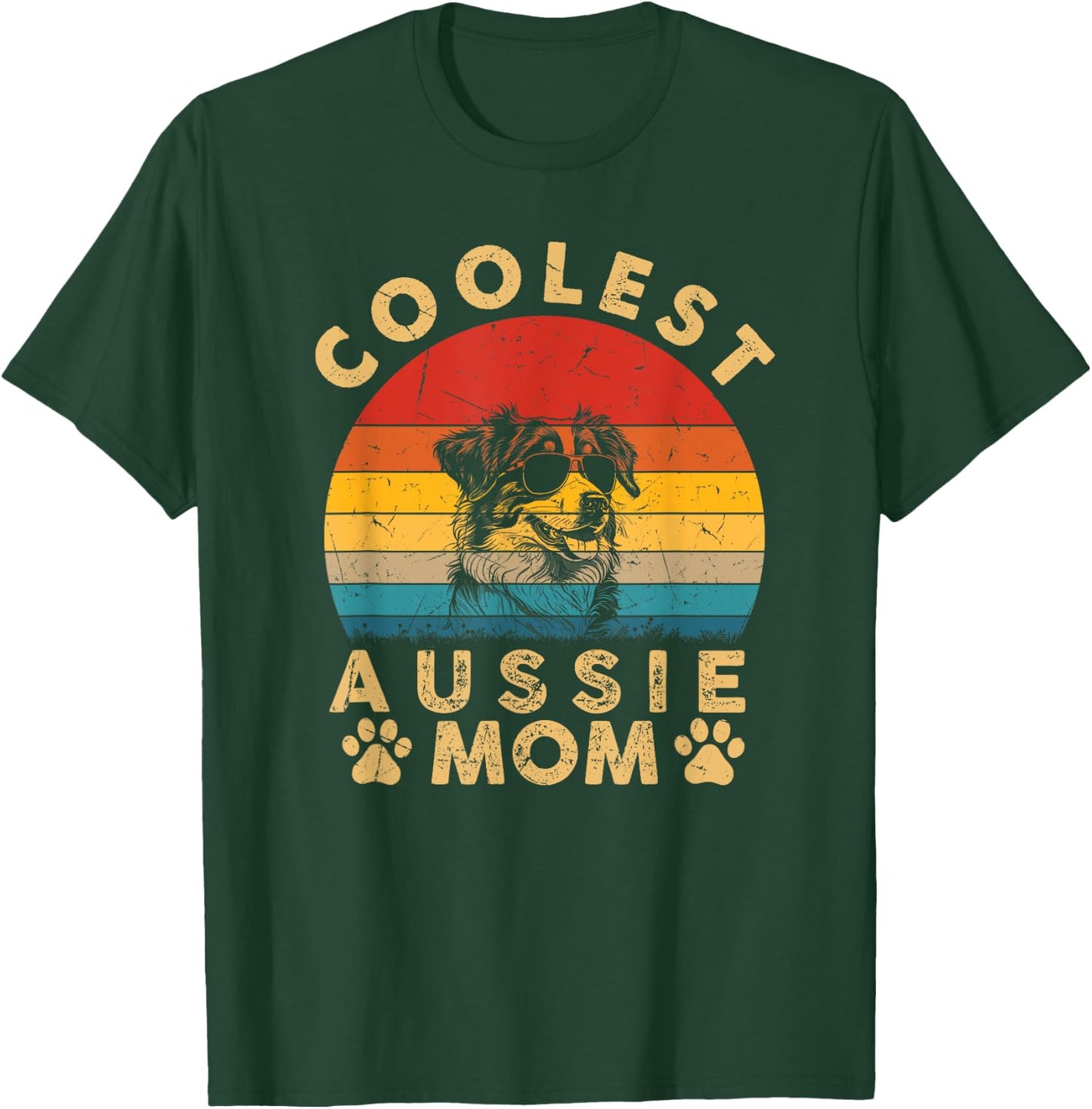 Coolest Aussie Dog Mom Mama Women Gifts Vintage Mothers Day T-Shirt - T-Shirt | Forest