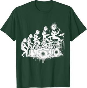 Drums Lover gifts Evolution Drummer T-Shirt - T-Shirt | Forest