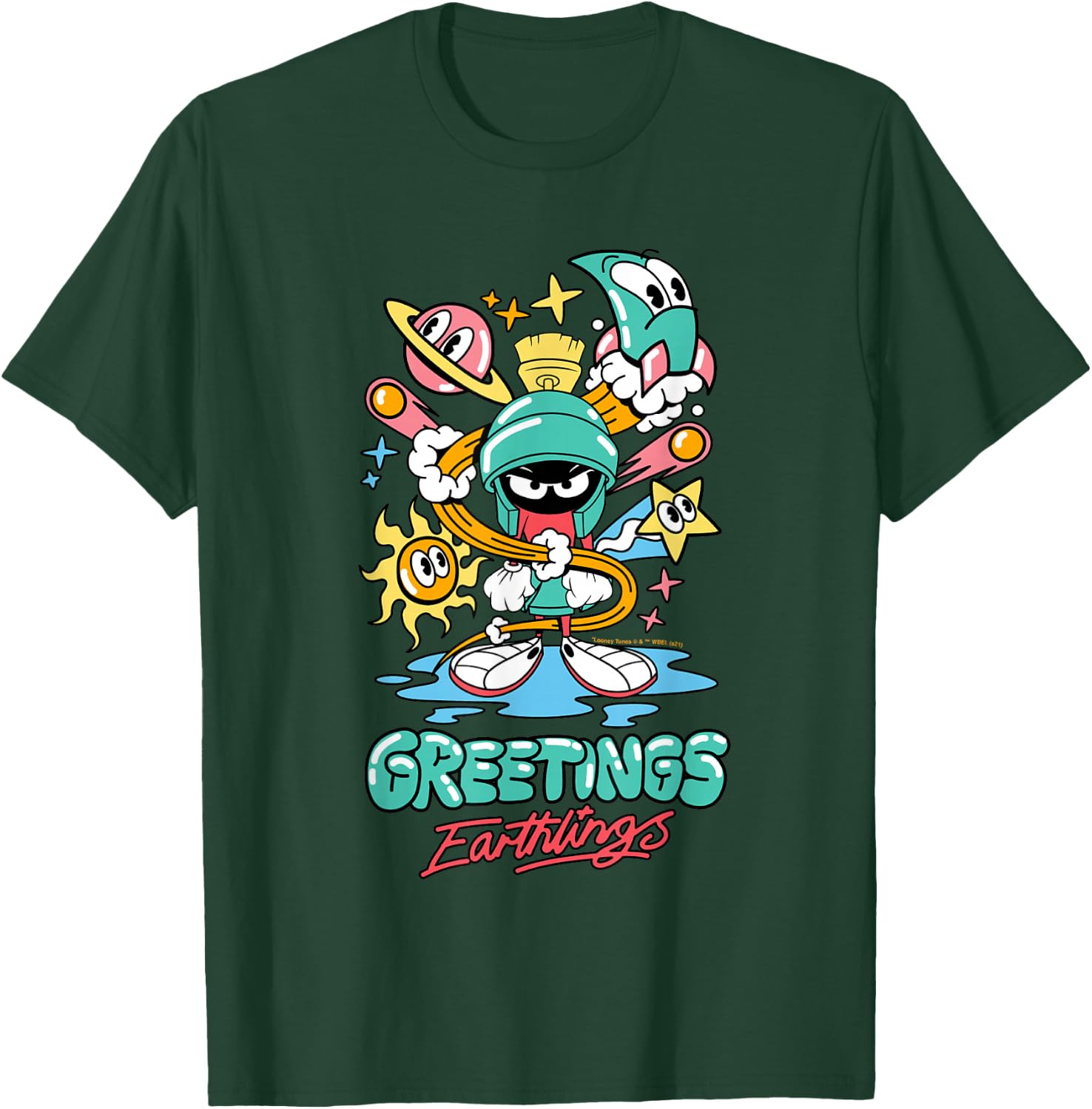 Marvin The Martian Greetings Earthlings Small T-Shirt - T-Shirt | Forest
