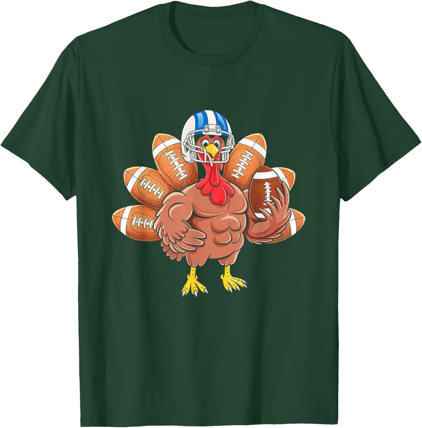 Turkey Football Thanksgiving Sport Turkey Day Football T-Shirt - T-Shirt | Forest