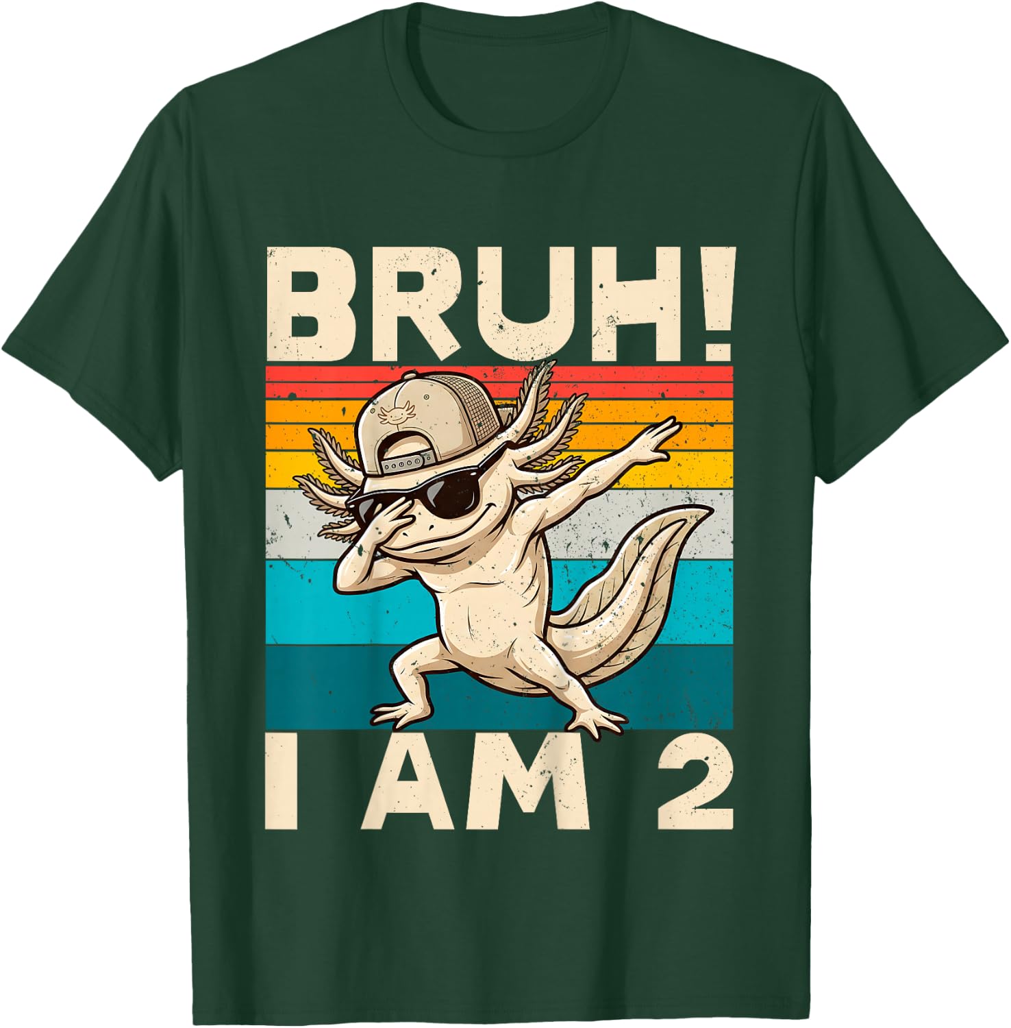 2nd Birthday Birthday Dabbing Axolotl Bruh I Am 2 Years Old T-Shirt - T-Shirt | Forest
