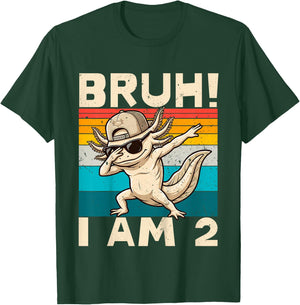 2nd Birthday Birthday Dabbing Axolotl Bruh I Am 2 Years Old T-Shirt - T-Shirt | Forest