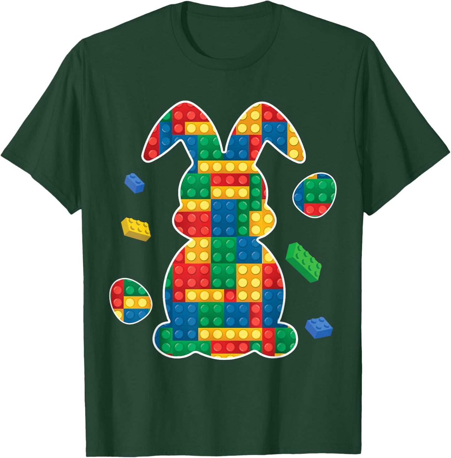 Master Builder Block Brick Building Easter Day Bunny T-Shirt - T-Shirt | Forest