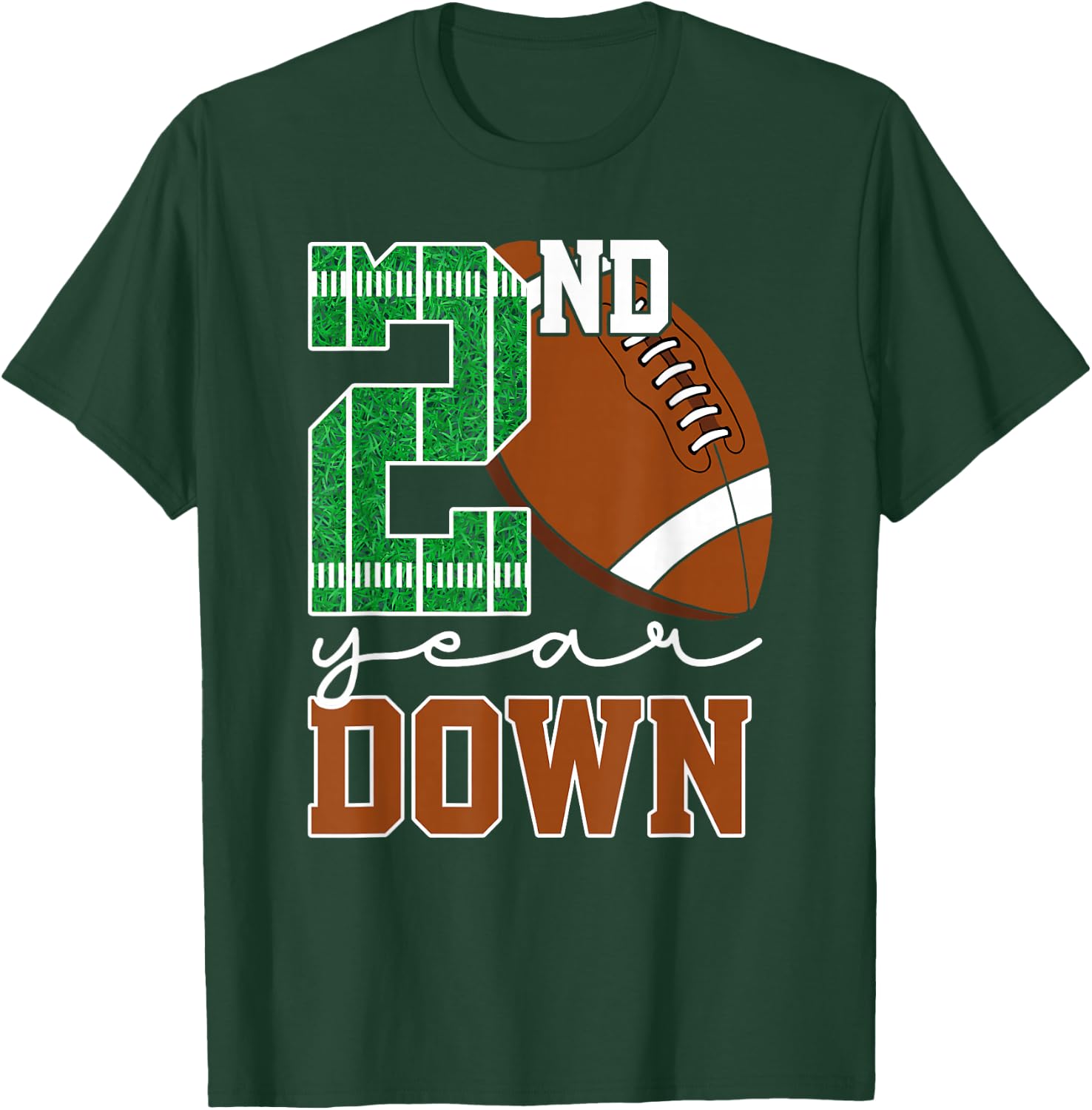 2nd Year Down Football Lover Second Birthday Boy Party T-Shirt - T-Shirt | Forest