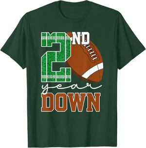 2nd Year Down Football Lover Second Birthday Boy Party T-Shirt - T-Shirt | Forest