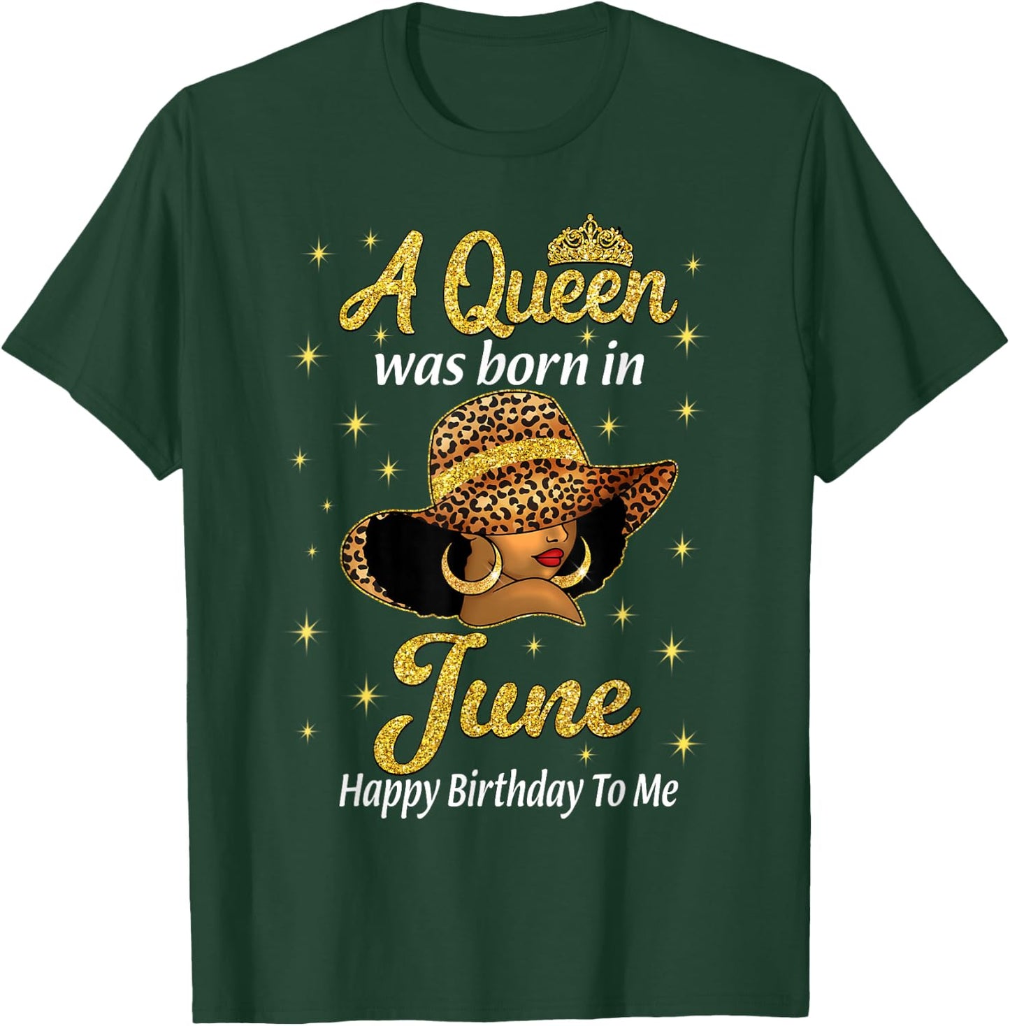 A Queen Was Born In June Leopard Hat Black Women T-Shirt - T-Shirt | Forest