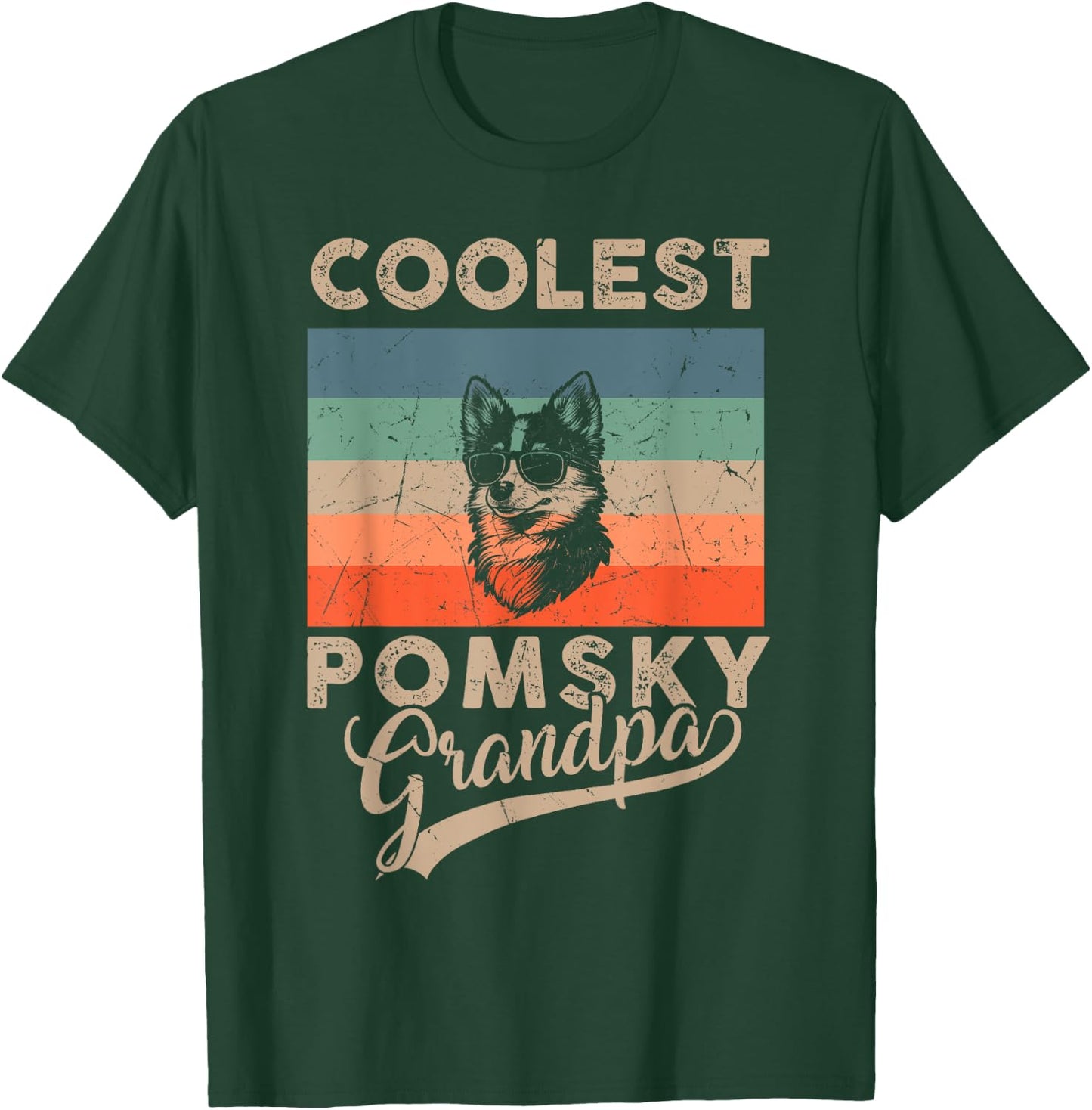 Coolest Pomsky Grandpa Gifts Funny Dog Grandpa Retro T-Shirt - T-Shirt | Forest