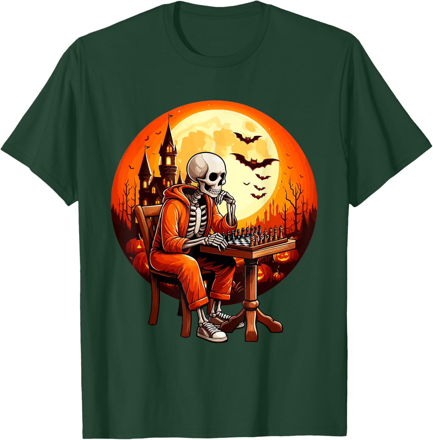 Skeleton Halloween Costume Chess Player Sport Lover Kids T-Shirt - T-Shirt | Forest