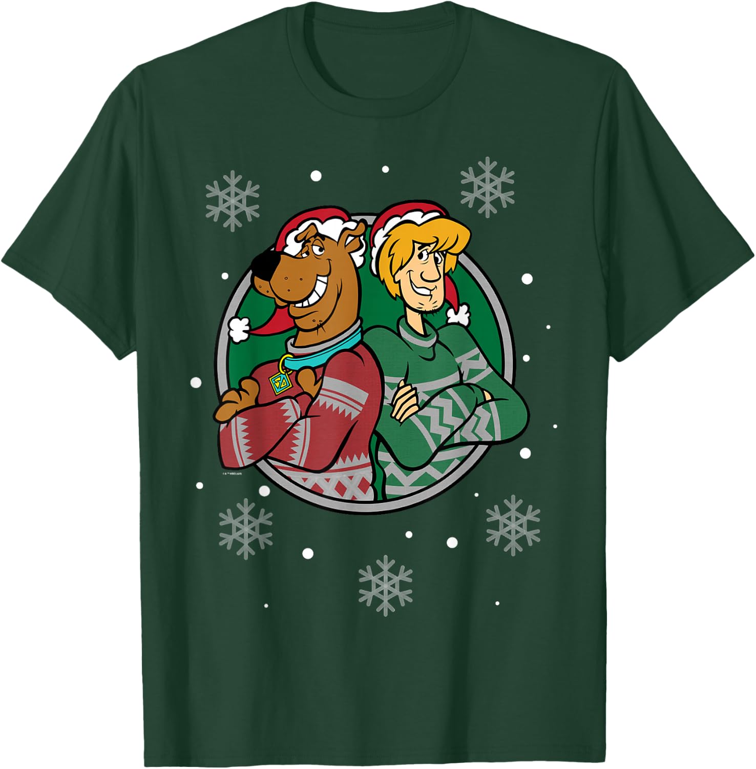 Christmas Scooby Doo Shaggy Arms Crossed Snowing T-Shirt - T-Shirt | Forest