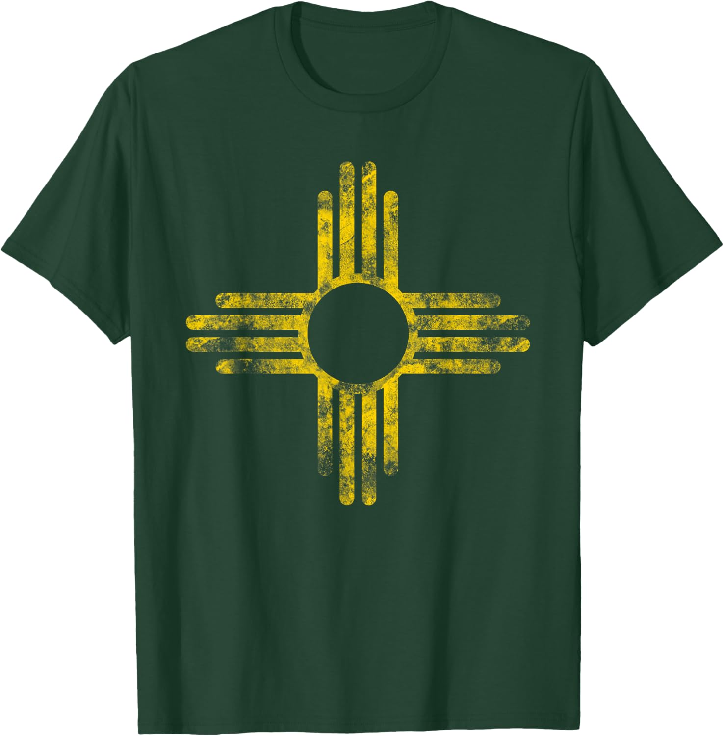 Vintage New Mexico Flag Yellow Zia Sun Symbol T-Shirt - T-Shirt | Forest