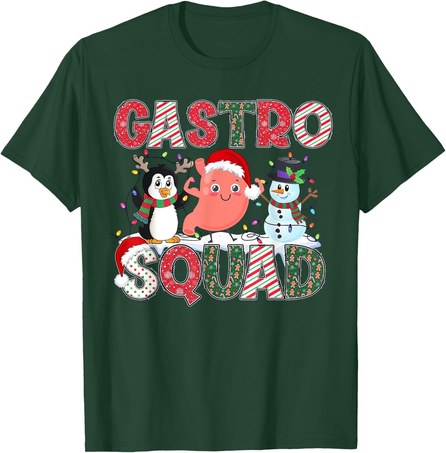 Gastro Squad GI Christmas Nurse - Men's Adult X-Small Black Short Sleeve Cotton Polyester Christmas Holiday T-Shirt - T-Shirt | Forest
