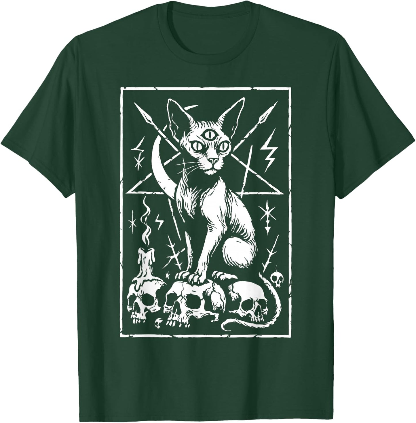 Death Metal Sphynx Cat Occult T-Shirt - T-Shirt | Forest