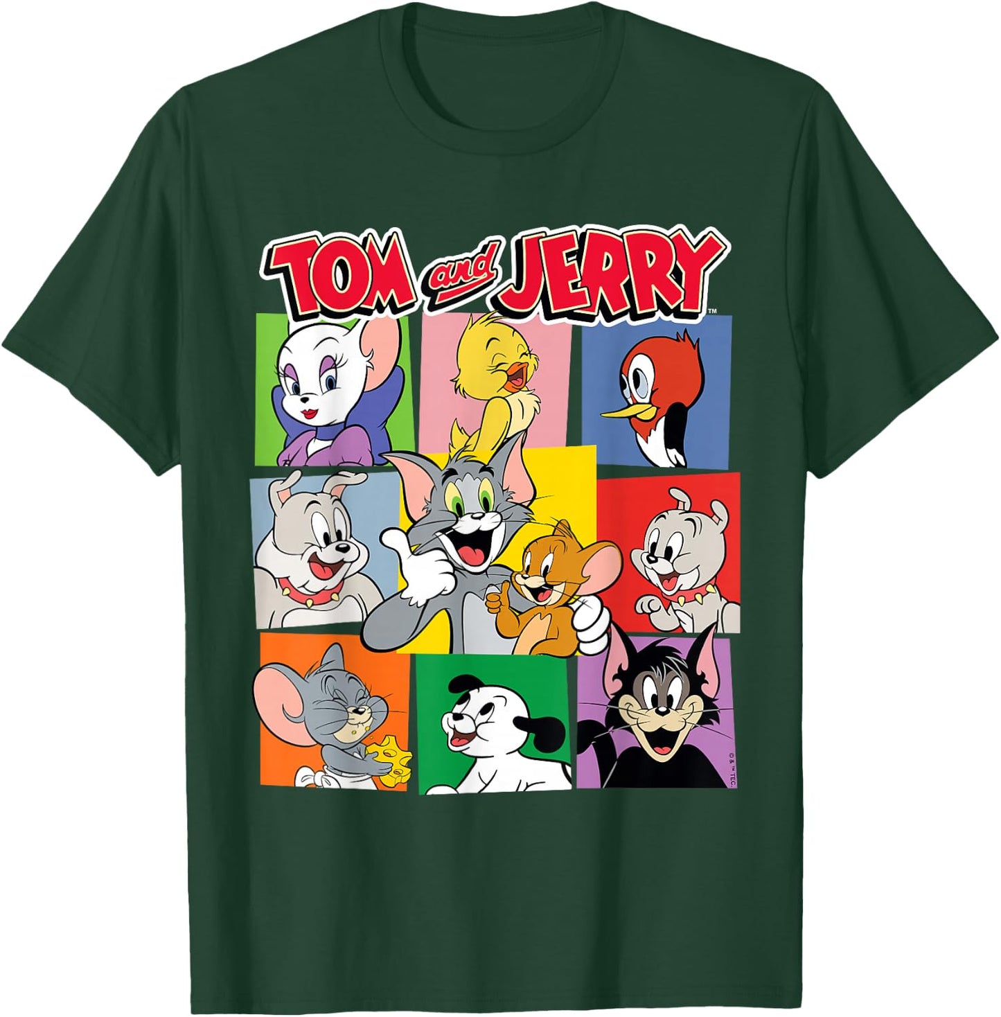 Tom and Jerry Character Squares T-Shirt - T-Shirt | Forest