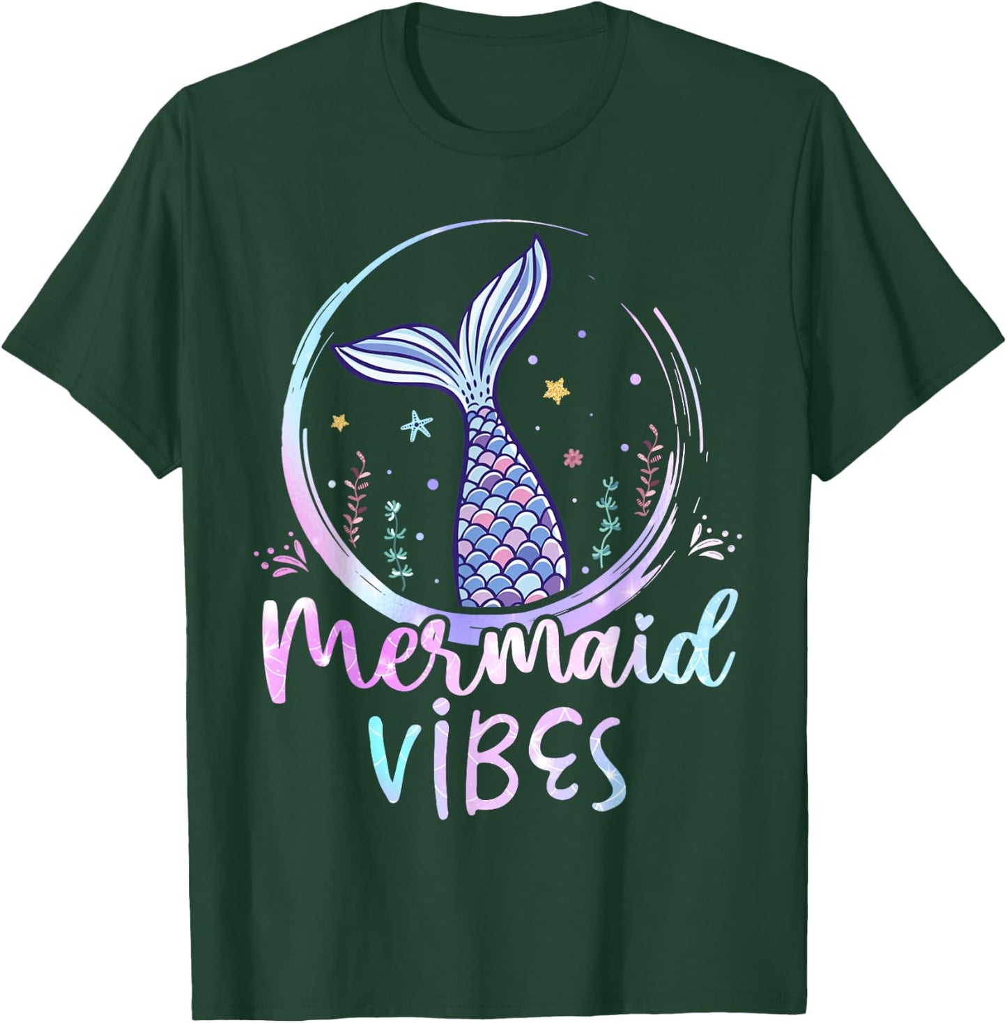 Mermaid Vibes Birthday Mermaid Girl Beach Mermaid Tail T-Shirt - T-Shirt | Forest