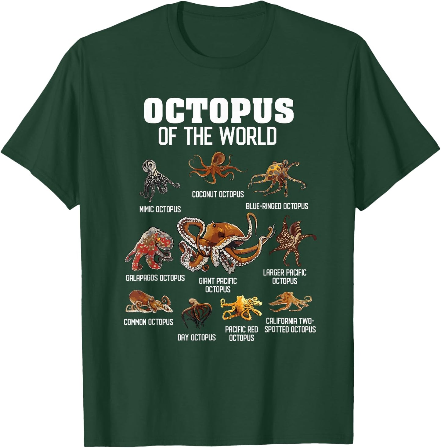 Octopus Shirt Cephalopod Animals of The World Octopus Lover T-Shirt - T-Shirt | Forest