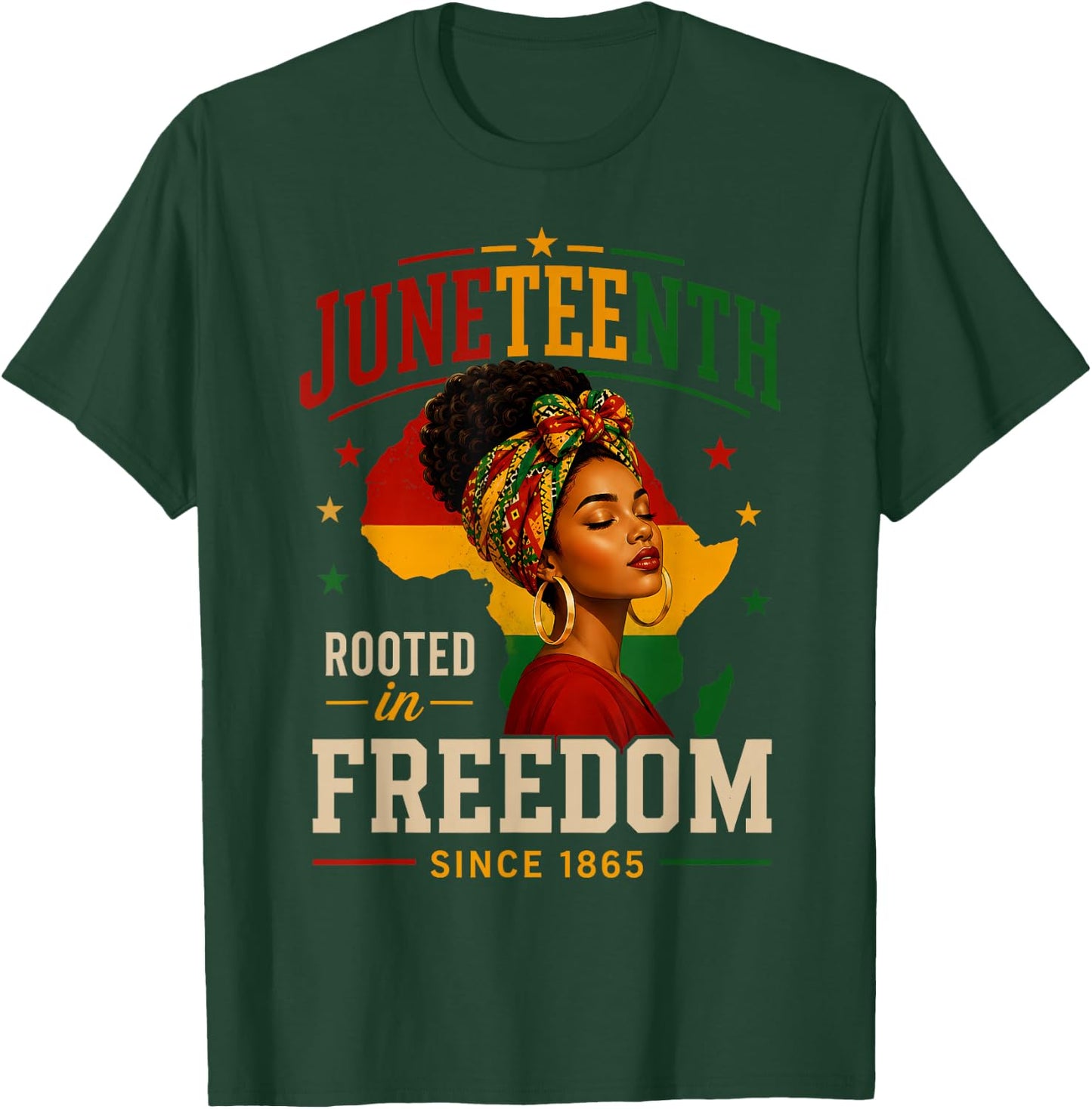 Juneteenth Shirts Women Rooted in Freedom Afro African T-Shirt - T-Shirt | Forest