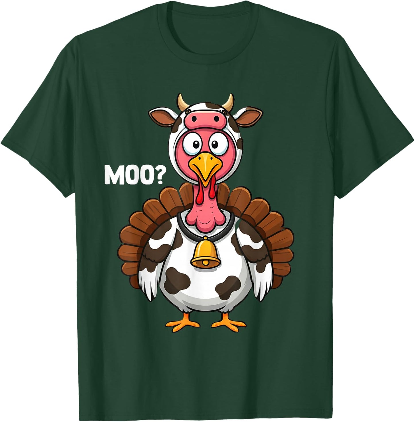 Turkey Moo Cow Funny Thanksgiving 2025 T-Shirt - T-Shirt | Forest
